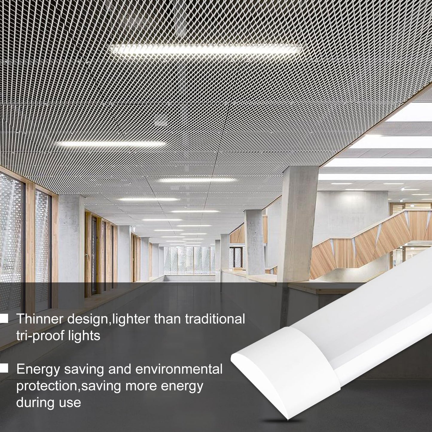 KILIPOL 4FT LED Batten Light, Ceiling Surface Mounted Slim LED Tube Lights, 40W 4000K Neutral White for Office, Shop, Garage, Home, 8 Packs