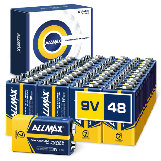 Allmax 9V Maximum Power Alkaline Batteries (48 Count) – Ultra Long-Lasting, 7-Year Shelf Life, Leakproof Design, Superior Performance