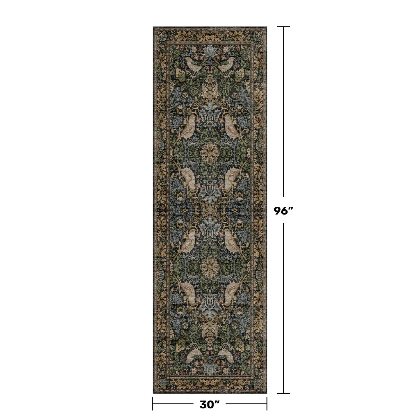 Vintage Runner Rugs for Hallways - 2'6"x8' Wide Kitchen Runners, Entryway Rug, with Flowers and Leaves, Washable Non Slip Low Pile