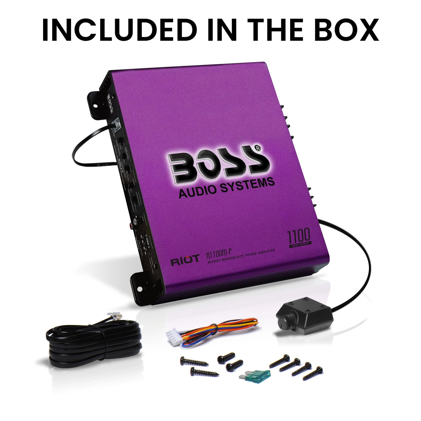 Boss Audio Systems R1100M-P Monoblock Car Amplifier - 1100 High Output, 2-8 Ohm Stable, Low/High Level Inputs, Low Pass Crossover, MOSFET Power Supply
