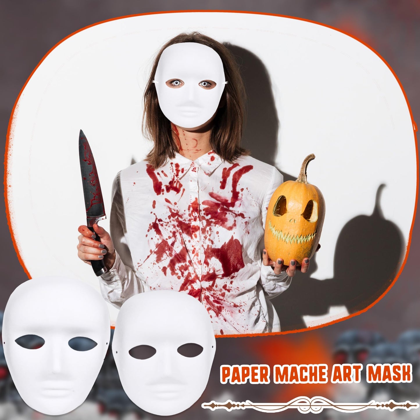 Fahacop 24 Pcs White Paper Mache Masks DIY Full Face Craft Masks Paintable Paper Mask for Halloween Cosplay Masquerade Parties and DIY Craft Activities