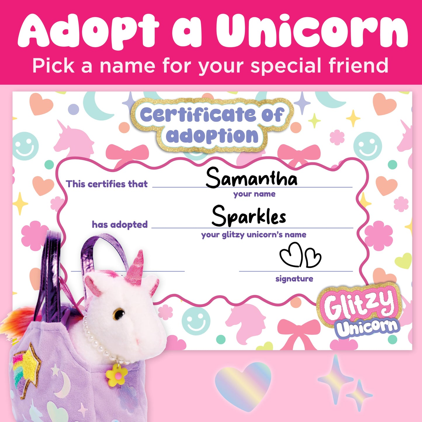 Creativity for Kids Glitzy Unicorn Kit | Adopt, Accessorize & Decorate Your Plush Pet | Toddler Purse & BFF Jewelry | Encourages Imaginative Play & Fine Motor Skills (Ages 4+)
