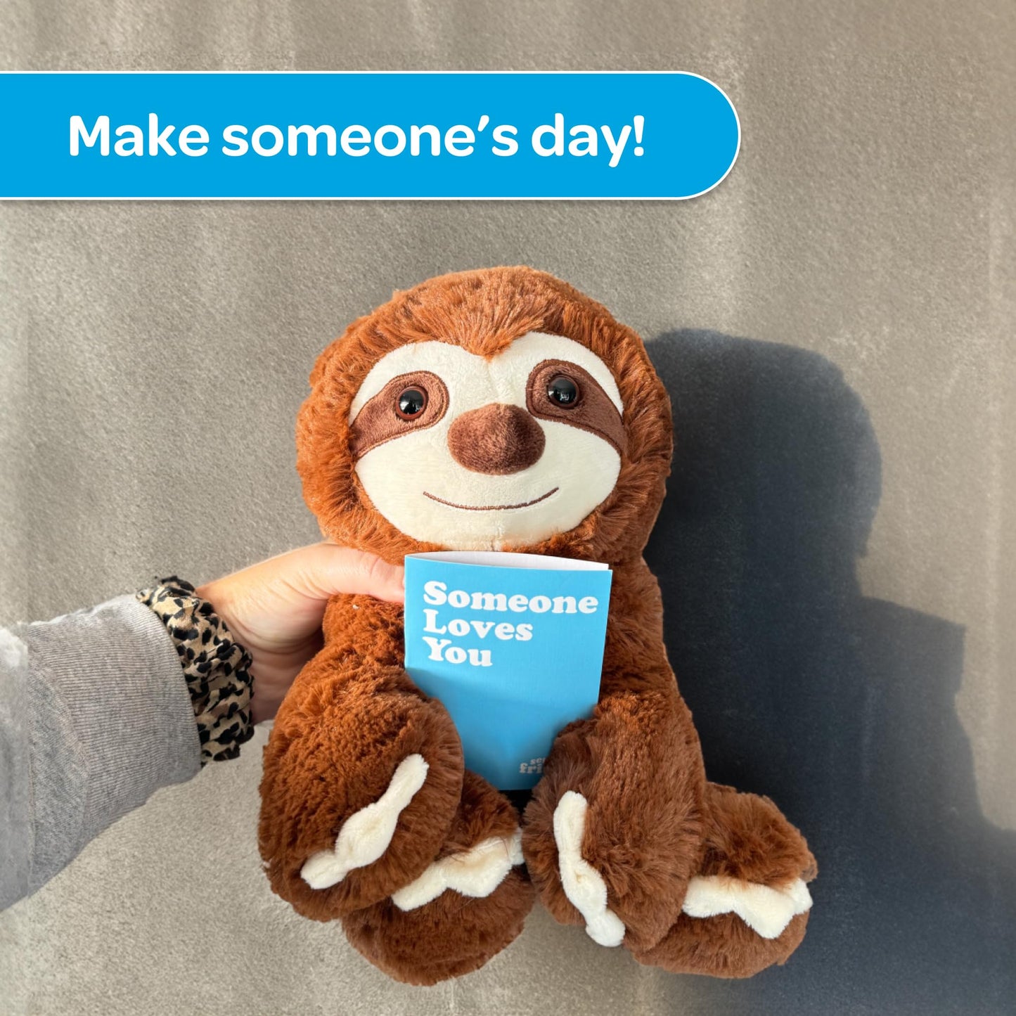 send a friend Sam The Sloth Stuffed Animal Care Package, Someone Loves You Box, Great Gift for Any Reason (Love You Notecard)