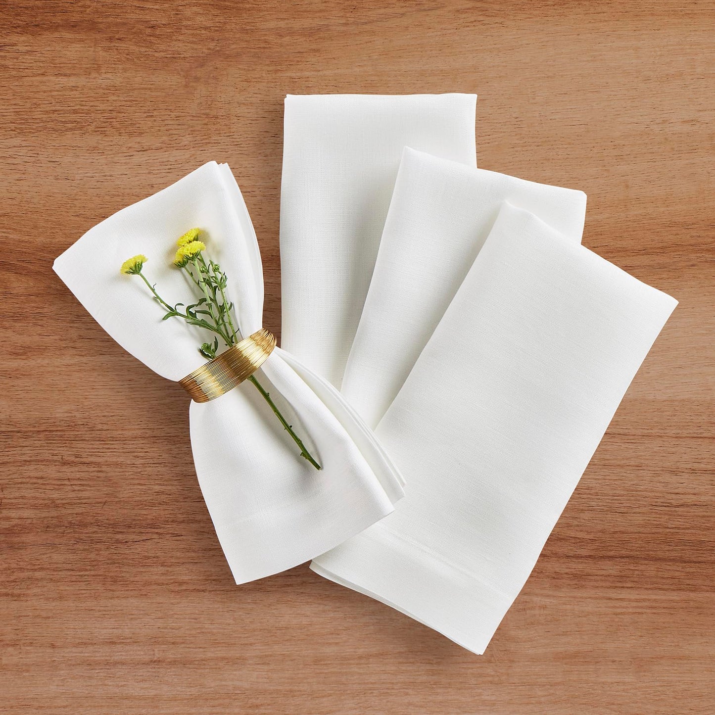 Solino Home White Linen Napkins Set of 4 - 100% Pure Linen Cloth Washable Dinner Napkins 20 x 20 Inch for 4th of July, Summer - Fete