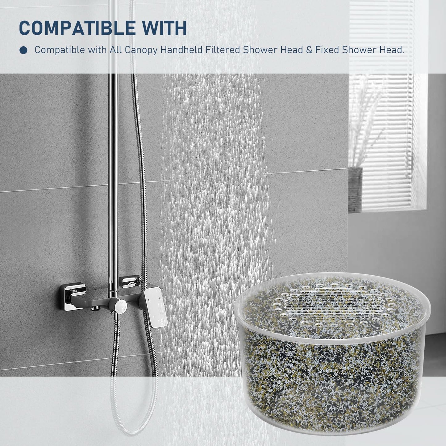 4 Pack Shower Head Filter Replacement Cartridge Compatible with All Canopy Handheld & Fixed Filtered Shower Head, Water Softener Filter for Hard Water, Reduce Chlorine and Harmful Substances