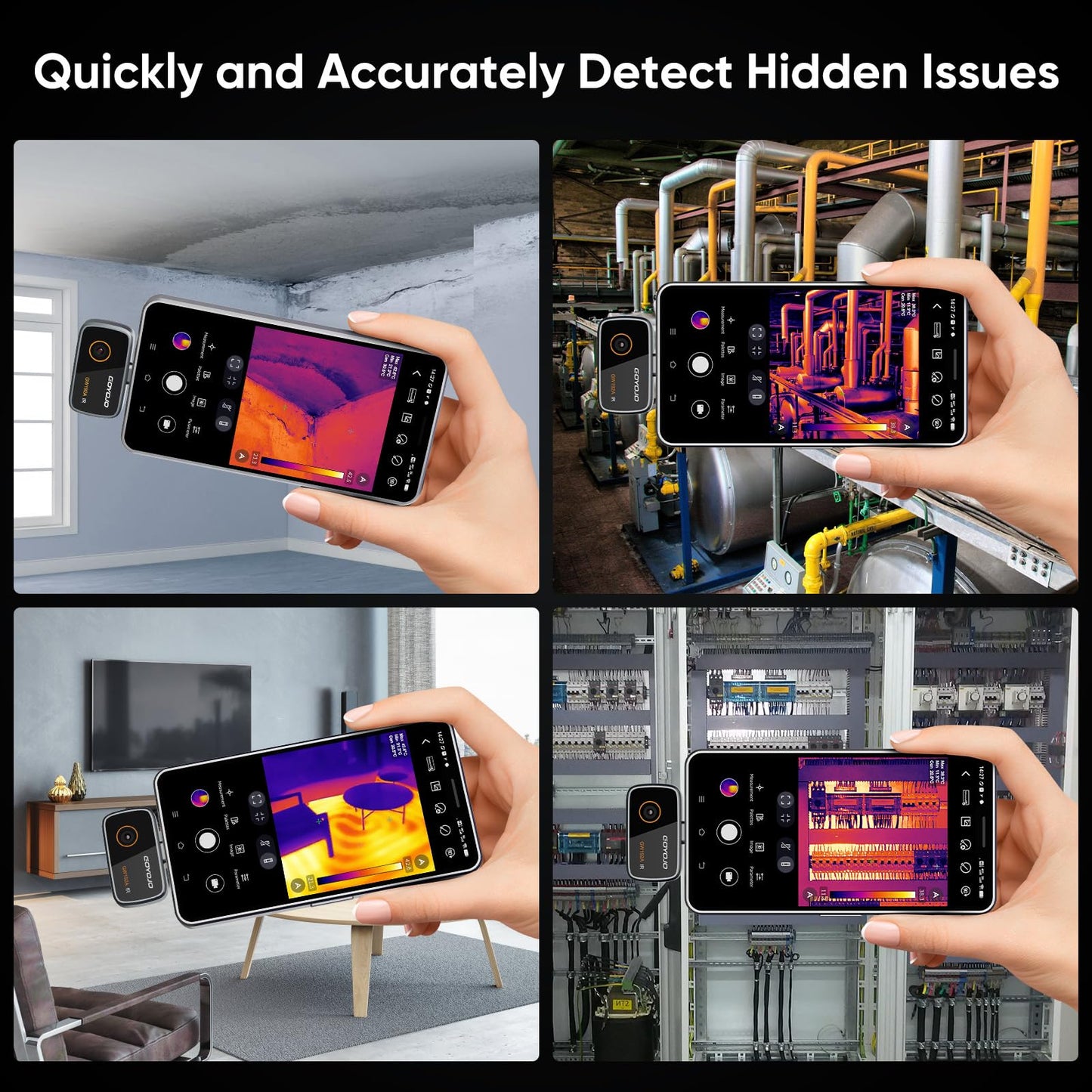 GOYOJO 192x192 IR Resolution Thermal Imaging Camera for Android – Water Leak Detection, HVAC, Electrical, Plumbing, Automotive Repair, Home Inspection, DIY – USB-C Infrared Imager, -4°F to 752°F