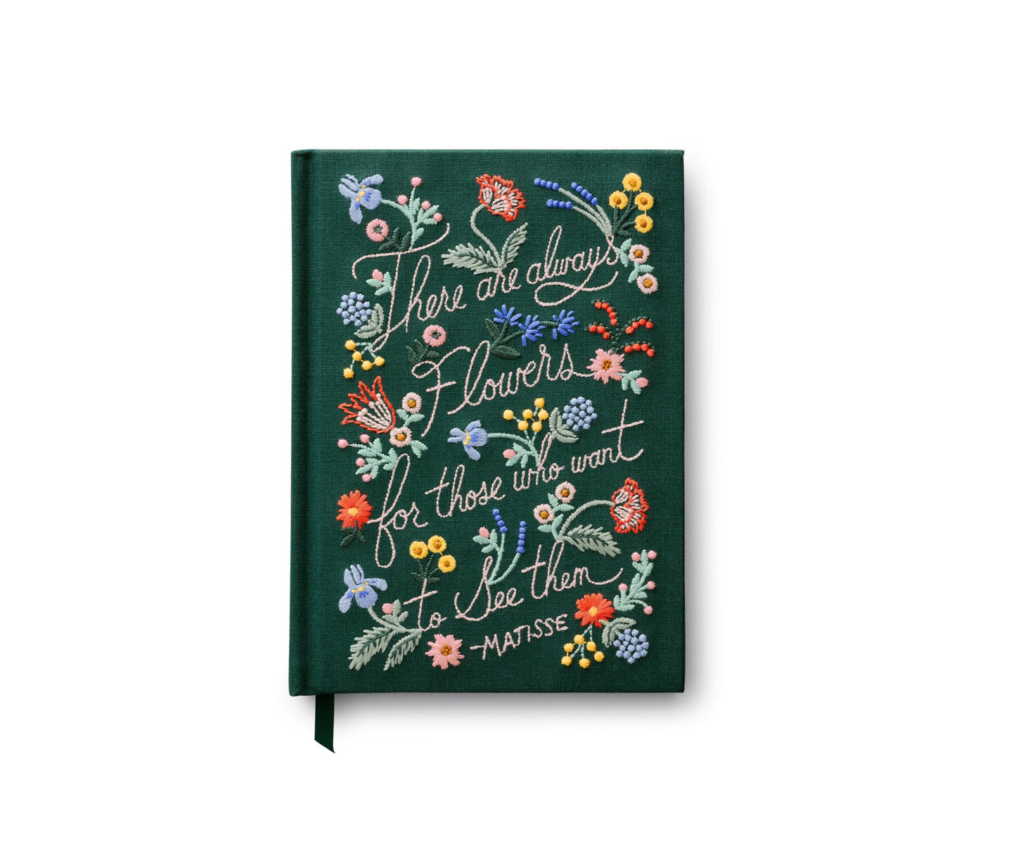 RIFLE PAPER CO. There Are Always Flowers Embroidered Journal | 240 Ruled Pages, Cloth Cover with Floral Embroidery & Grosgrain Ribbon Bookmark, Lay-Flat Binding, 8" L x 5.75" W