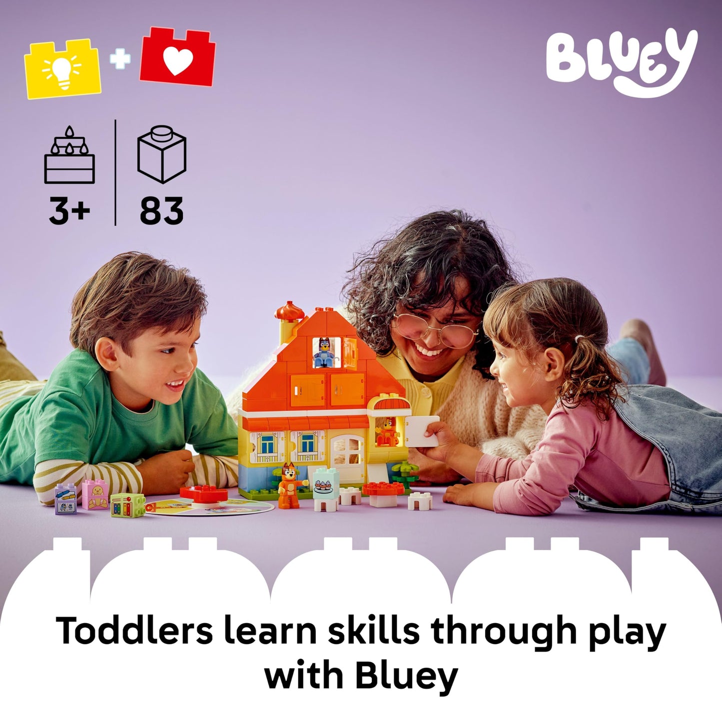 LEGO DUPLO Bluey: Bluey’s Family House with Memory Game - Toddler Sensory Toys for Boys & Girls, Ages 3+ - Building Blocks Playset W/ Bluey Figures - Gift for Birthday - 10459