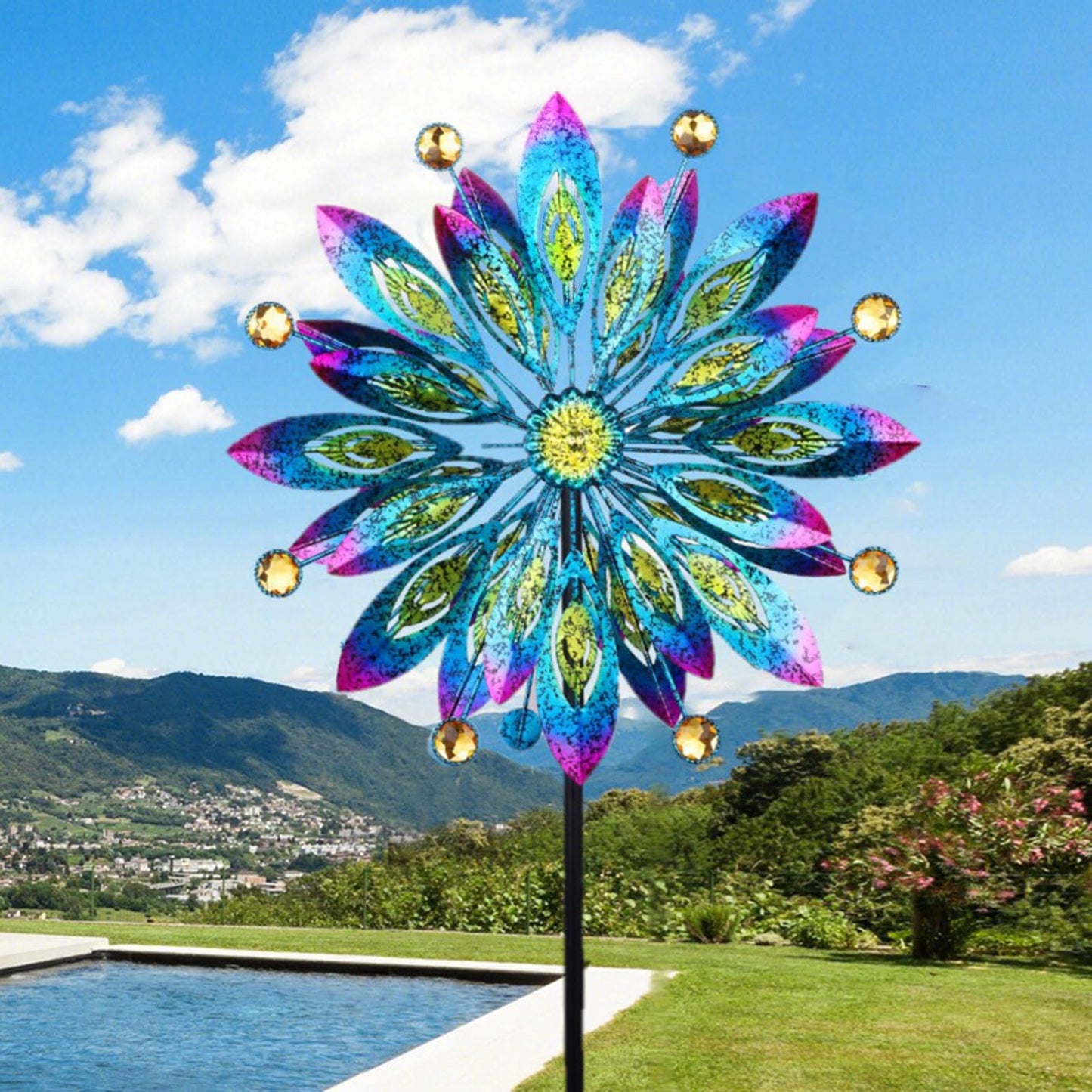 Wind Spinner for Yard and Garden Windmill Outdoor Metal Kinetic Wind Sculpture Dual Direction 360 Degrees Swivel for Yard Patio Lawn Decoration,61 Inch