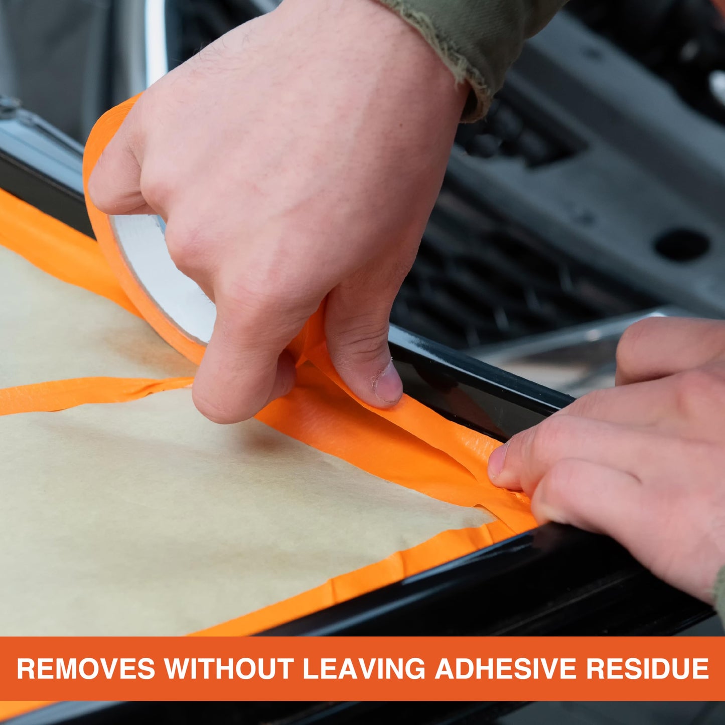 LAUCO Orange Automotive Refinishing Masking Tape, Autobody Painters Tape, 0.75 in. X 60 Yd. 48 Rolls, Moisture, UV and Heat Resistant, Multi-Purpose Masking Tape, No Residue, Painters Tape Bulk