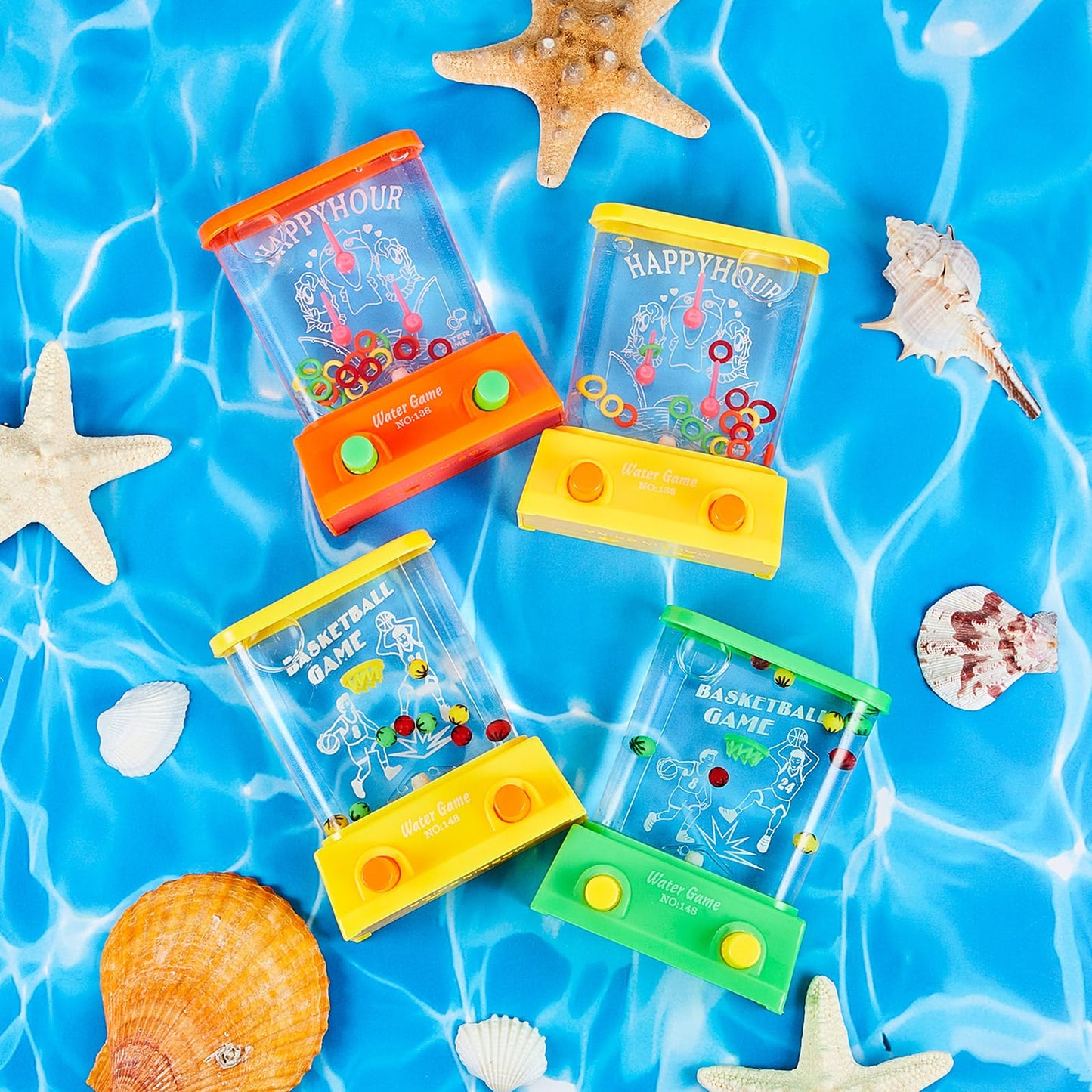 Lewtemi 60 Pcs Water Ring Toss Handheld Game Bulk Retro Pastime Games Handheld Toys Party Favor Basketball Fun Gifts, Without Water(Cute)