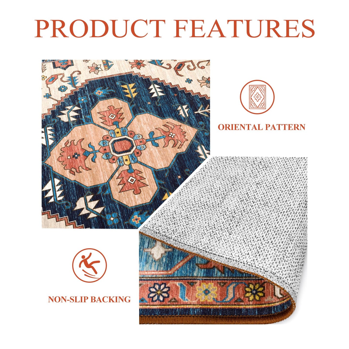 Lahome Ultra-Thin Round Rugs - 6ft Washable Round Area Rugs for Living Room Non-Slip Throw Circle Rugs for Bedroom Dining Room Rug, Non-Shedding Office Rug Oriental Round Carpet for Bedroom Kitchen