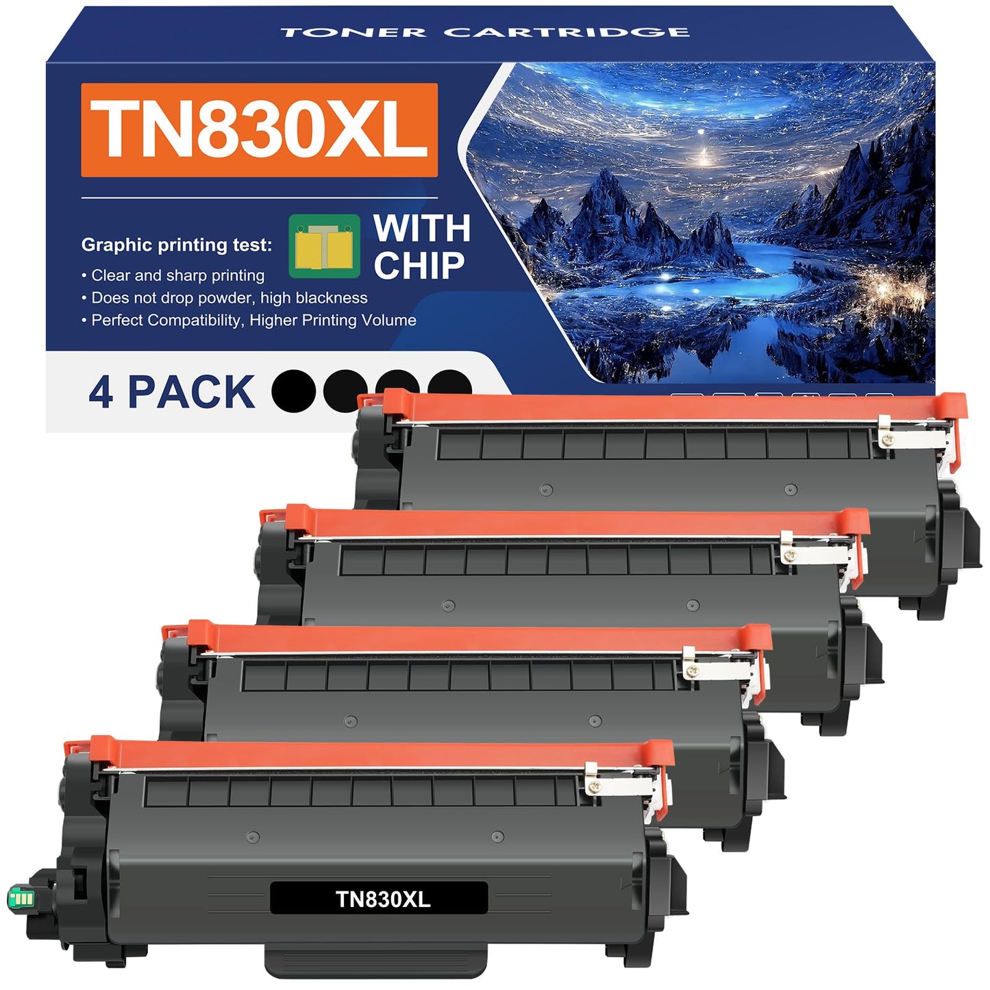TN830 TN830XL Toner for Brother Printer MFC-L2820DW HL-L2460DW DCP-L2640DW Replacement for Brother TN830 XL/V/R TN 830XL TN-830XL 830 Cartridge HL-L2400D MFC-L2900DW Printer Ink High Yield 4 Black