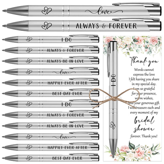 Chiisong 50 Sets Bridal Shower Favors for Guests Wedding Pens Bulk with Thank You Cards Bridal Shower Retractable Ballpoint Pen for Guest Gifts Game Prizes Wedding Souvenirs (Floral)