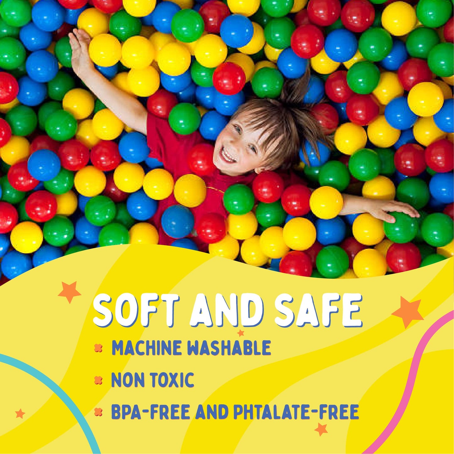 Playz Soft Plastic Mini Ball Pit Balls 200 Count - w/ 8 Vibrant Colors - Crush Proof, No Sharp Edges, Non Toxic, Phthalate & BPA Free for Baby Toddler Ball Pit, Play Tents & Tunnels Indoor & Outdoor