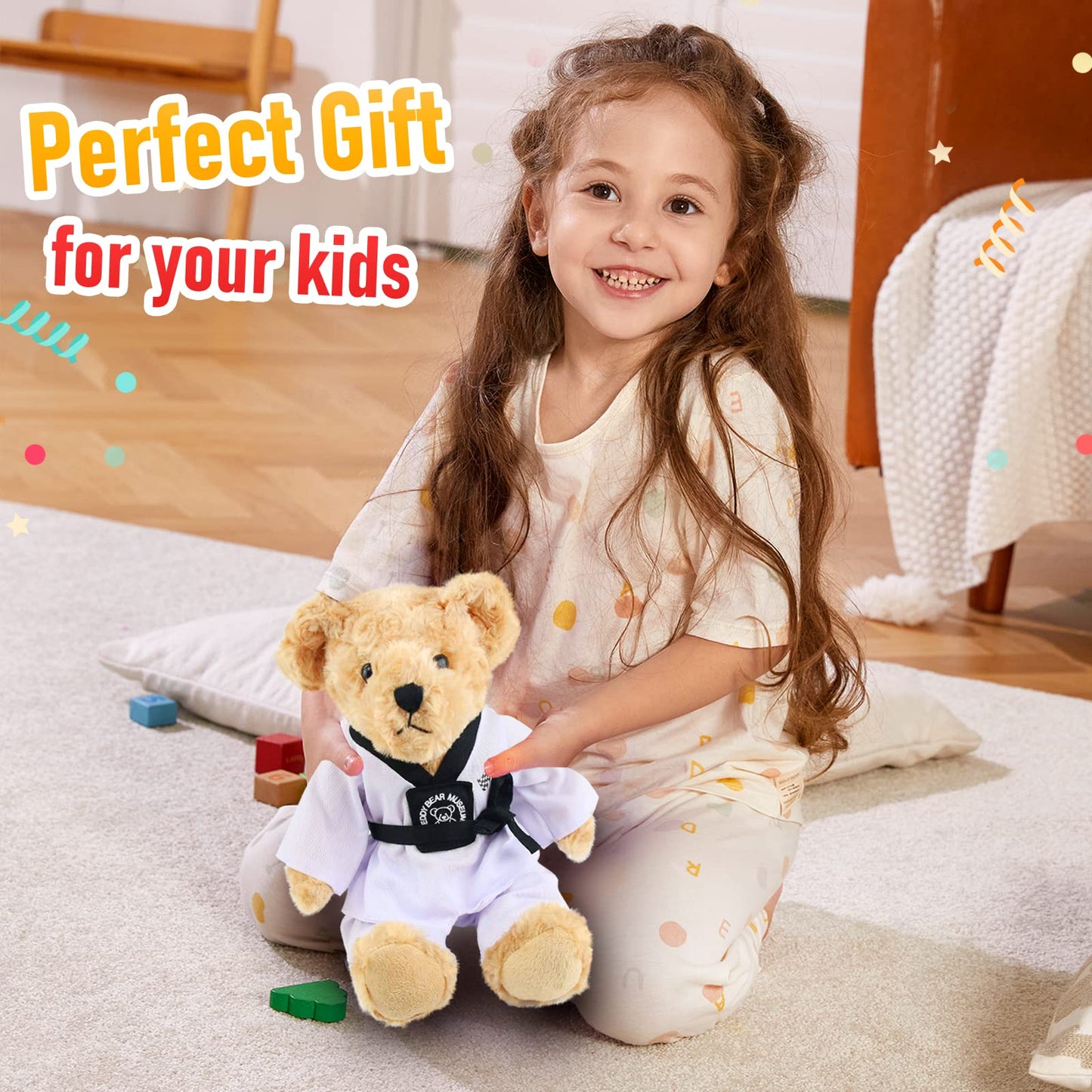 Houwsbaby Teddy Bear Stuffed Animals with Taekwondo Uniform Birthday Gift for Kids Boys Girls Valentine's Day, 20CM