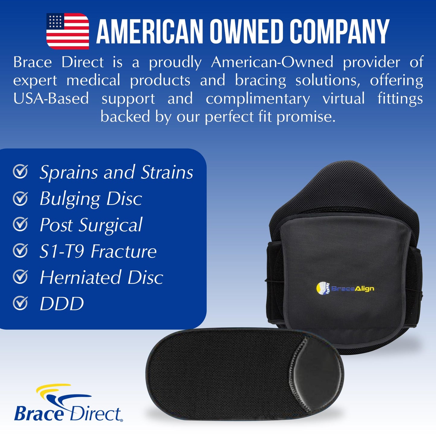 Brace Align VertebrAlign LSO Lumbar Back Brace, Medical Grade Lower Back Pain Relief for Herniated Discs, Sciatica, Post-Op, PDAC L0631 L0637 L0648 L0650, Black, Size Fits Most (23–50 in Waist)