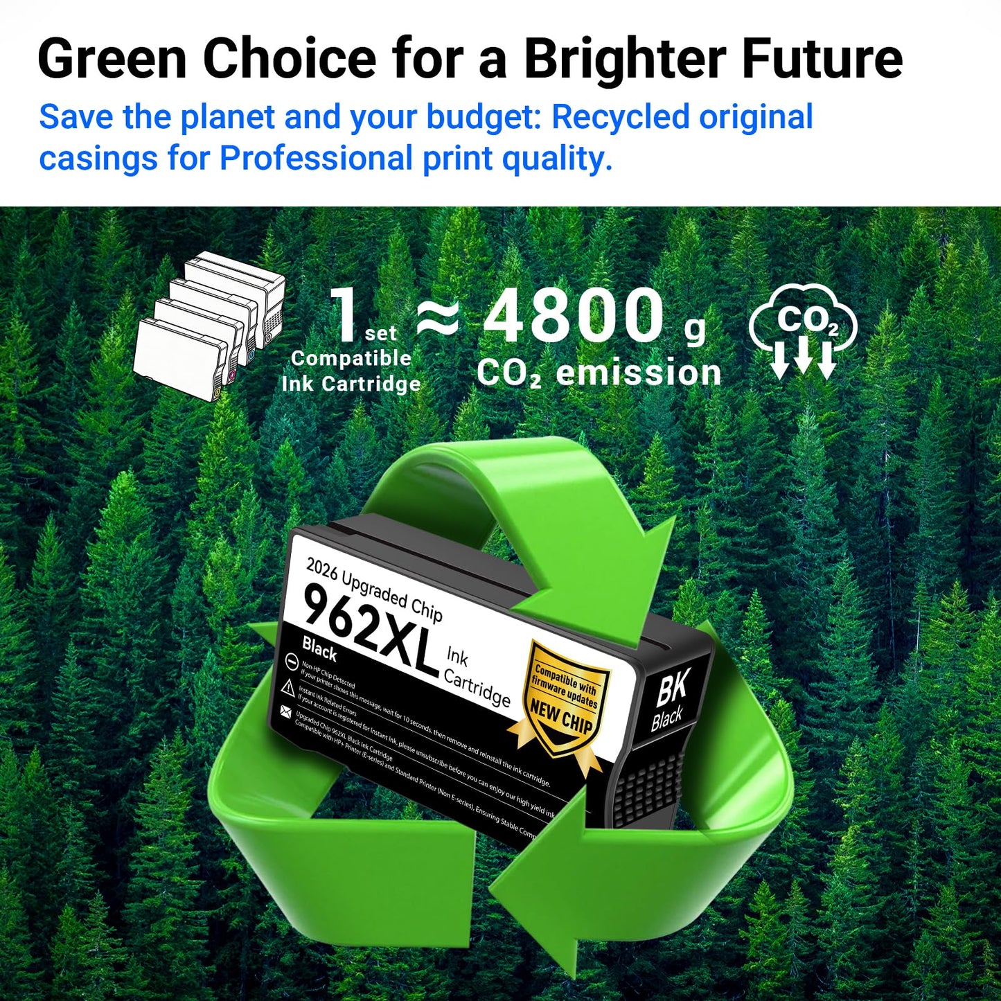 JamesPro Upgraded Chip 962XL Ink Cartridges Combo Pack Replacement for HP 962 Ink Cartridges Compatible with HP OfficeJet 9015e 9010 9015 9025e Printer, Work with HP+ Service, Supports Printer Updates