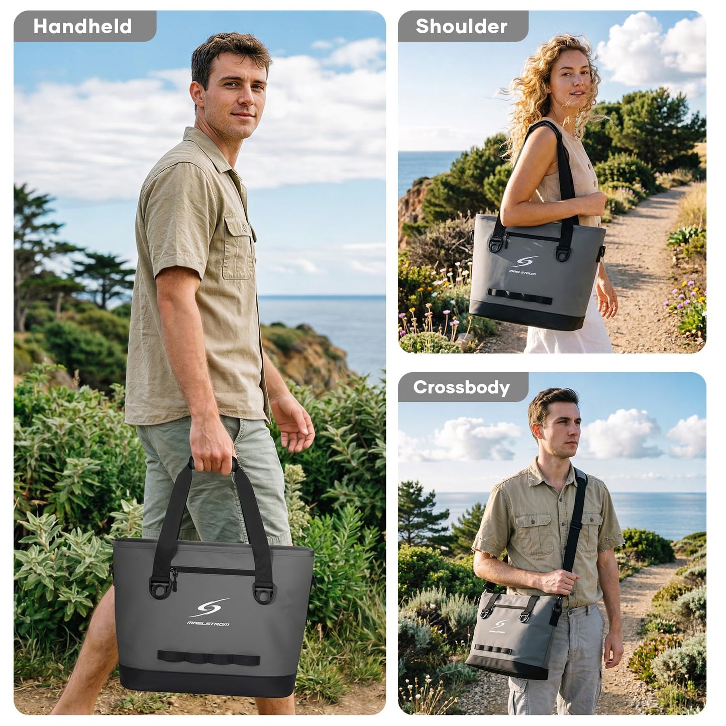 Maelstrom Insulated Cooler Bag,30 Can Collapsible Coolers for Men and Women,Large Leakproof &Waterproof Soft Cooler Makes a Perfect Insulated Grocery,Travel,Beach or Picnic Bags (Gray)