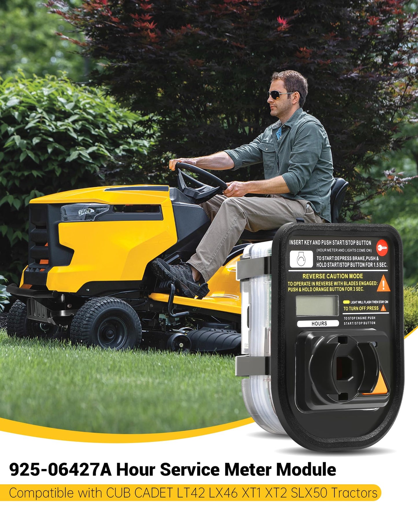 925-06427A Hour Service Meter Module Compatible with CUB Cadet LT42 LX46 XT1 XT2 SLX50 Tractors Replace 925-06427, 725-06427A, 725-06427