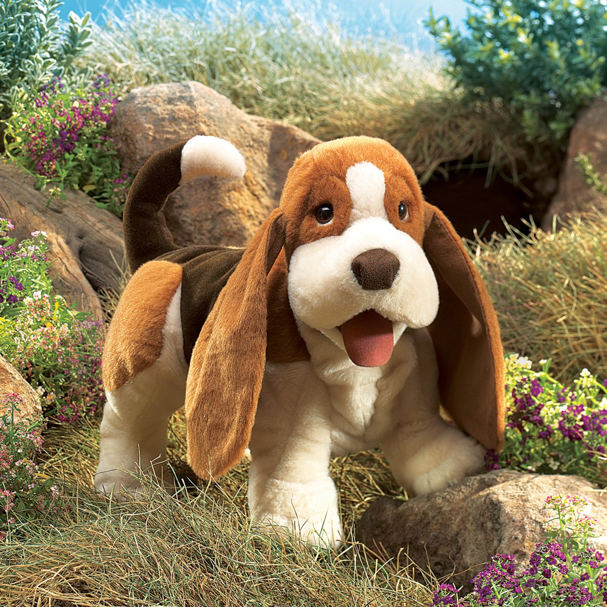Folkmanis Bassett Hound Dog Hand Puppet, Multi, 8"