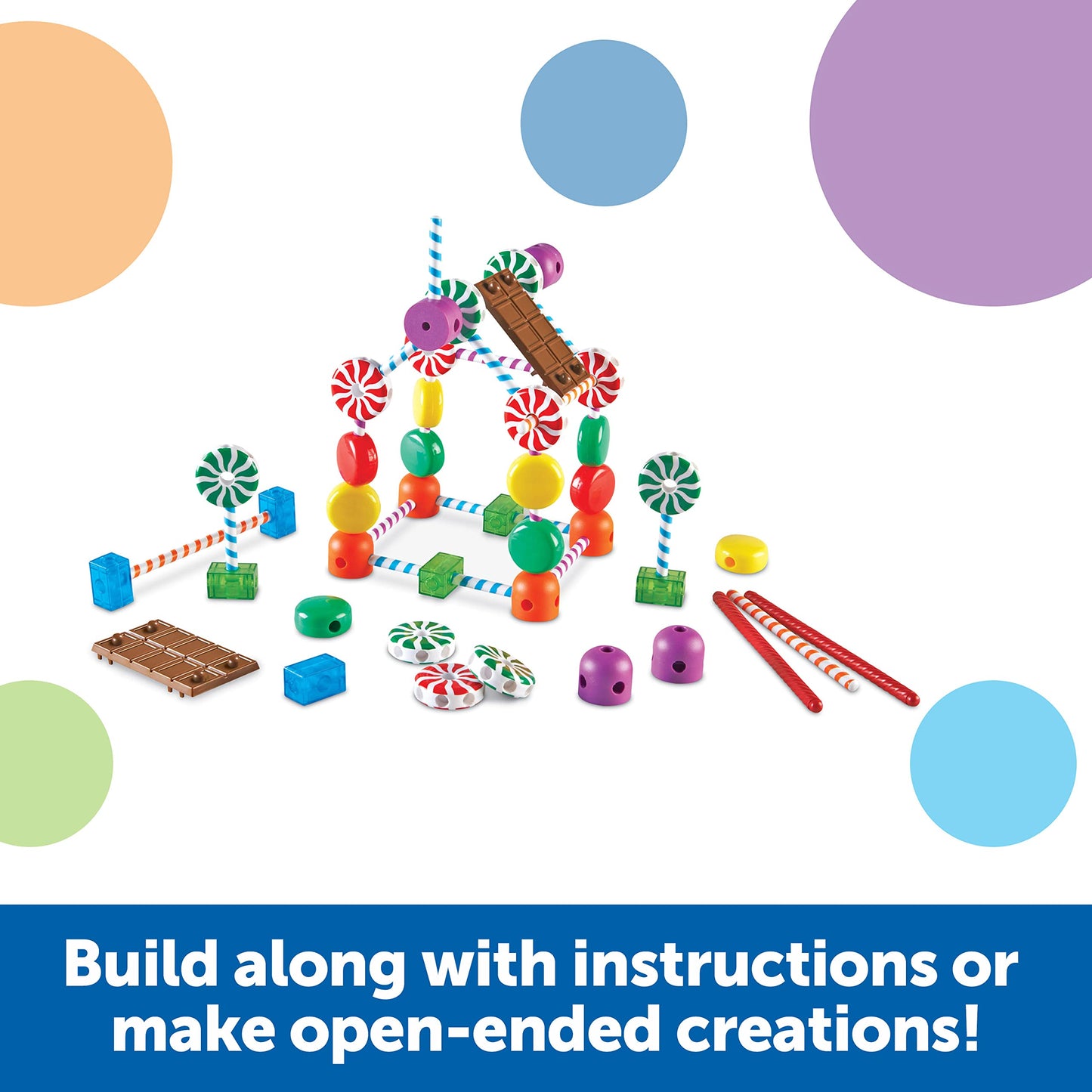 Learning Resources Candy Construction Building Set, Fine Motor Building Toy, 92 Pieces, Ages 4+, Multicolor