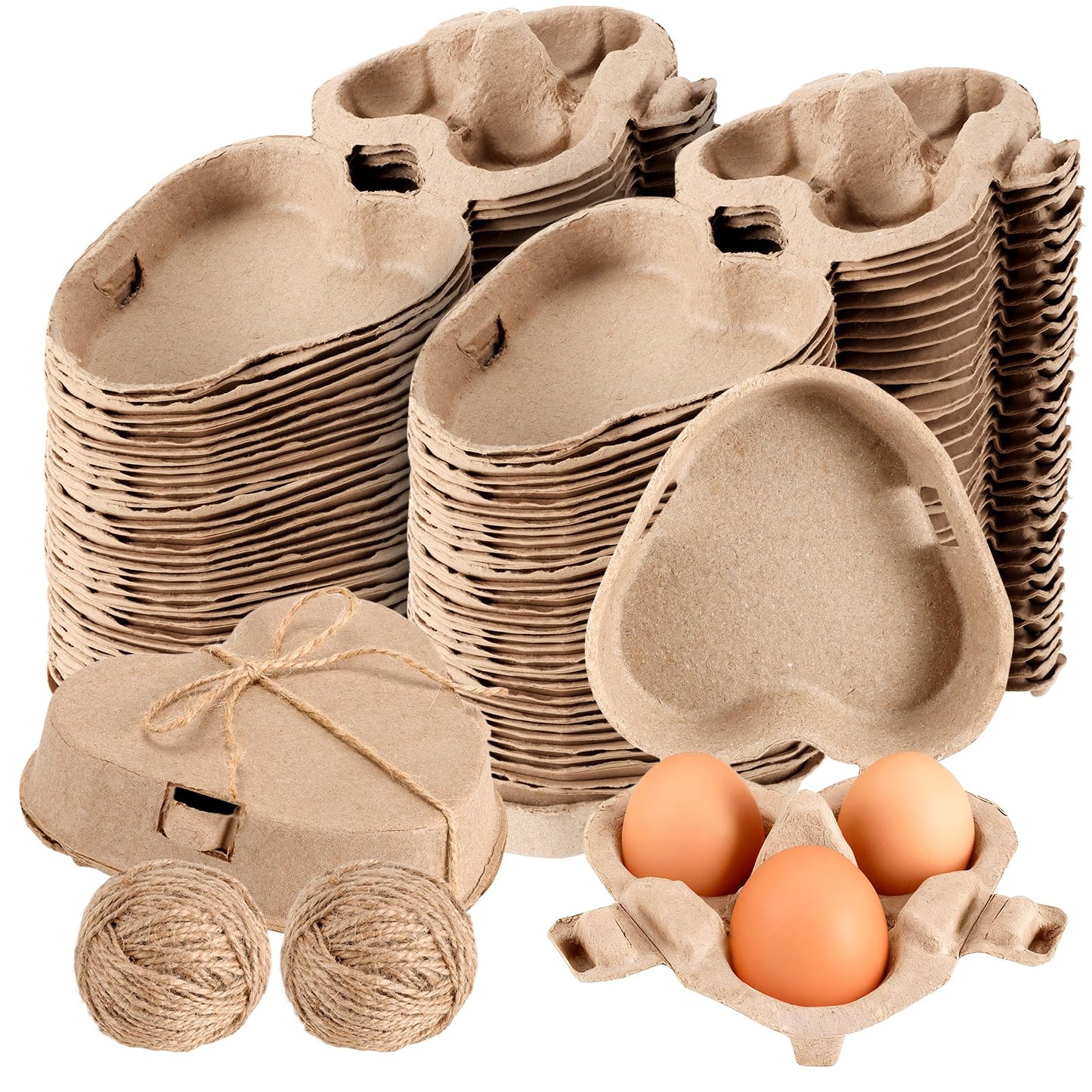 Gleom 96 Pcs Heart Shaped Egg Carton for Valentine's Day & Easter, Reusable Egg Cartons Holds 3 Eggs, Bulk for Home Kitchen Baking Storage (96)