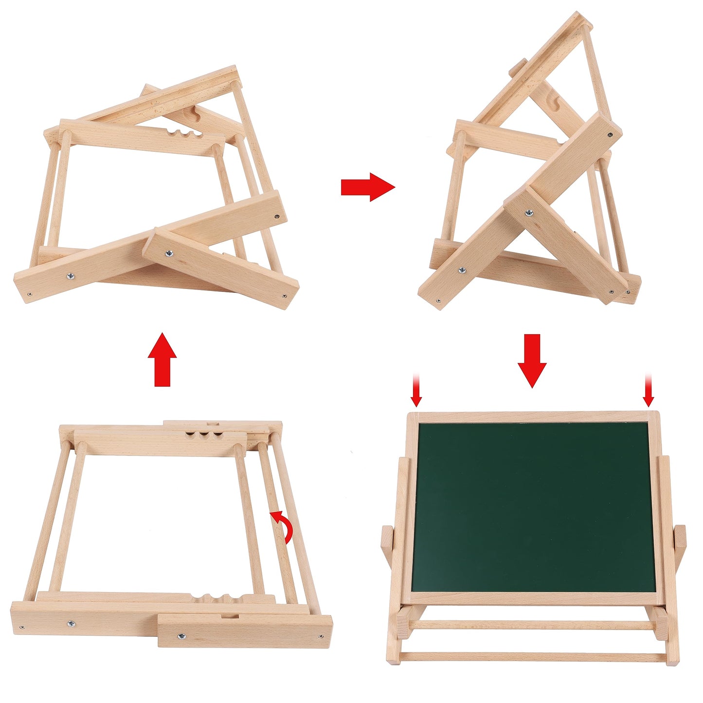 Wooden Easel for Children Foldable Double Magnetic Boards Magnetic Shapes Letters Numbers and Paper roll Kids Art Easel -Table Top Magnetic Board for Kids