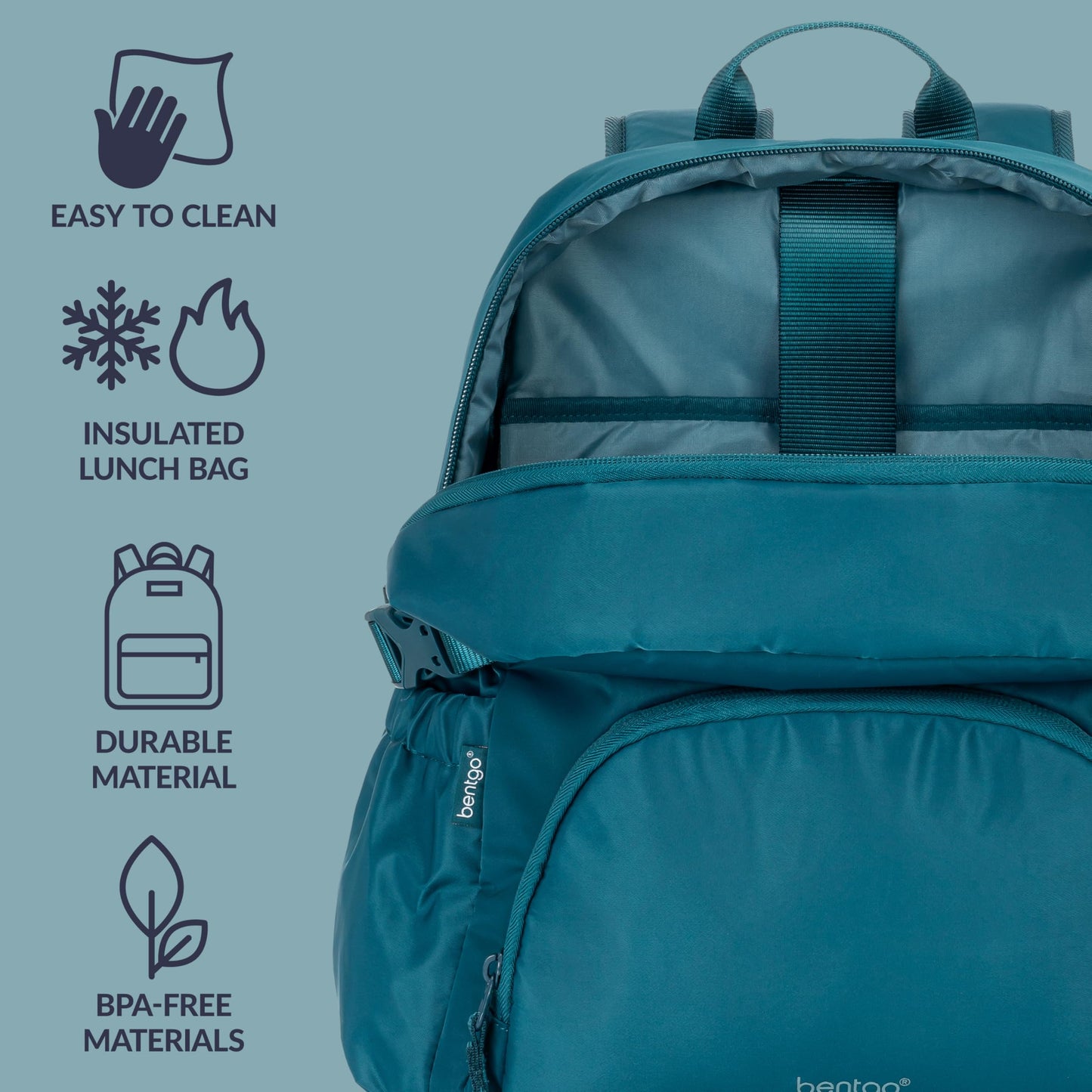 Bentgo 2-in-1 Adult Backpack & Insulated Lunch Bag – Lightweight, Water-Resistant Travel Backpack with 9 Compartments, Laptop Sleeve & Trolley Sleeve for Work & Everyday Use (Deep Teal)