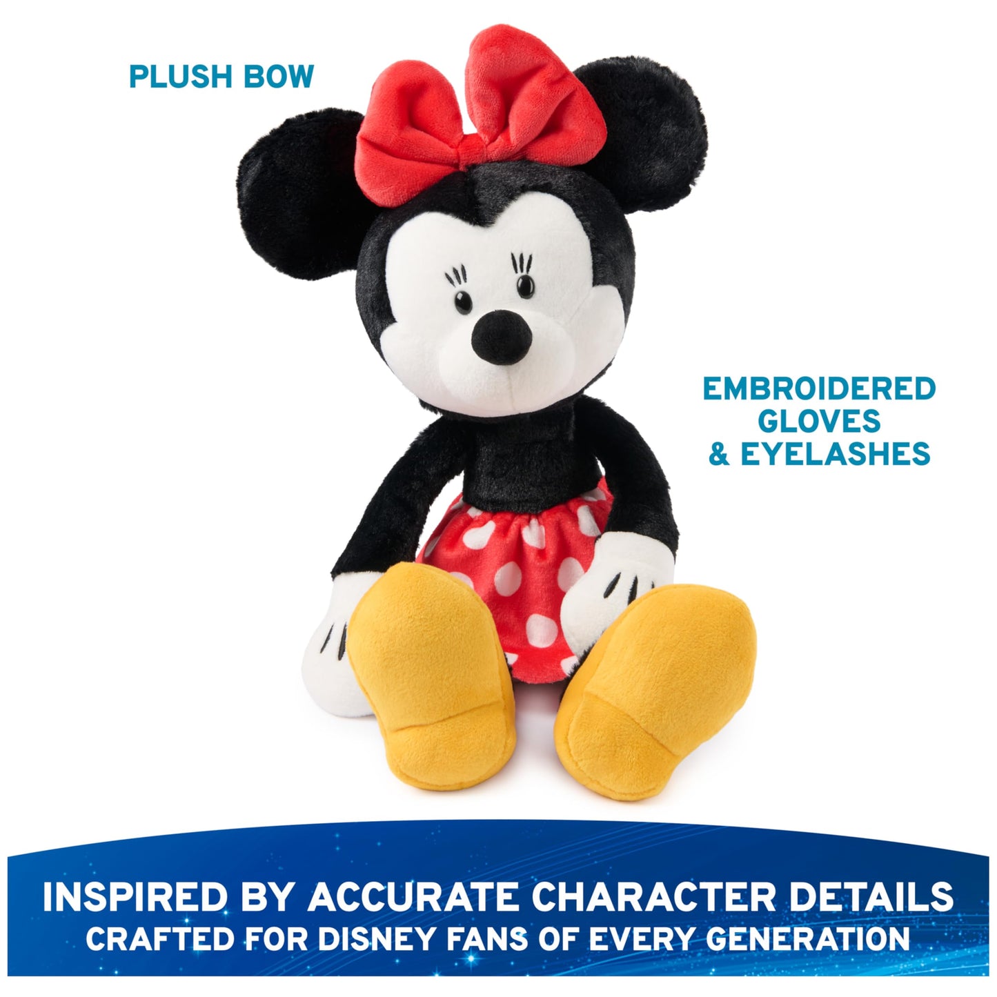 GUND Disney Official Minnie Mouse Toothpick Plush, Mickey and Friends, Disney Stuffed Animal for Ages 1 and Up, Black/White, 15”