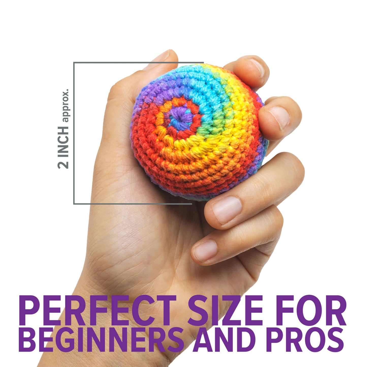 Handmade Crocheted Footbag- Pack of 3 – Durable Woven Cotton Kick Ball for Style Games, Juggling, Tricks & Outdoor Games – Made in Nepal
