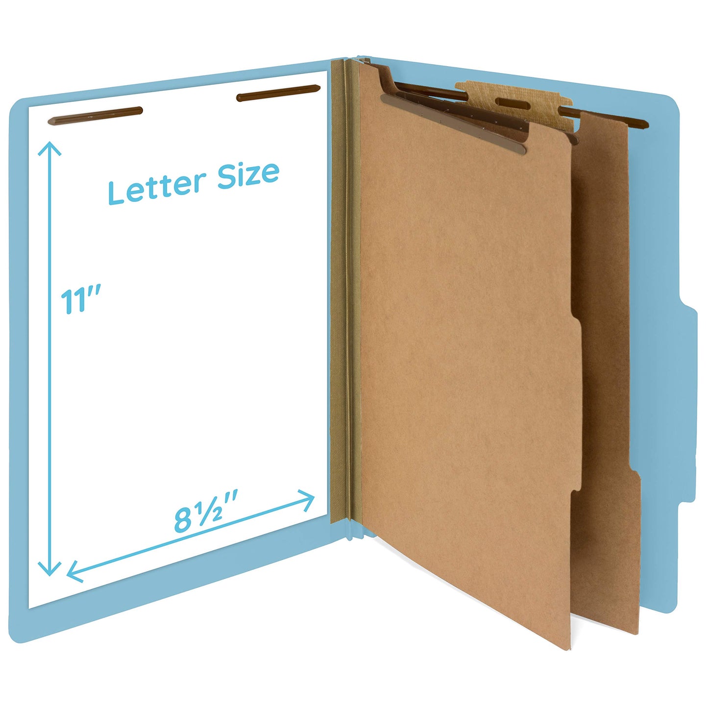 10 Blue Classification Folders - 2 Divider - 2 Inch Expansions - Durable 2 Prongs Designed to Organize Standard Medical Files, Law Client and Office Files - Letter Size, Light Blue, 10 Pack