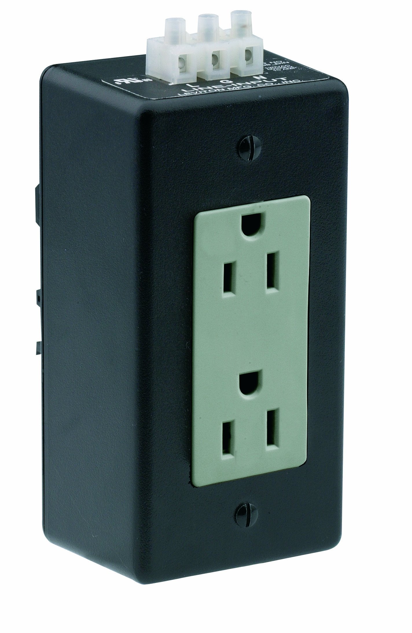 Leviton 16252-DIN 15 Amp, 125 Volt, Din-Rail Mountable Modules Receptacle, Industrial Grade, Straight Blade, Grounding, Duplex, Gray