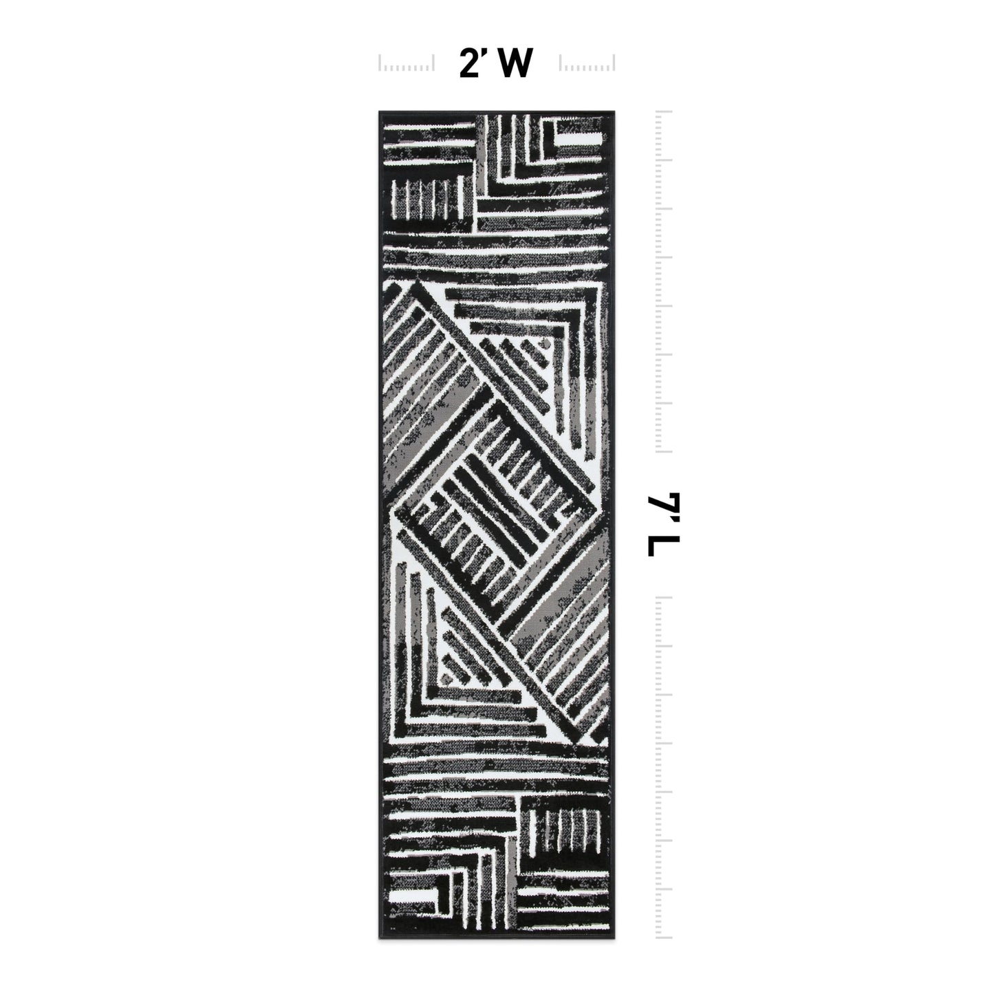 Rugshop Contemporary Stripe Design High Traffic Runner Rug for Hallway,Kitchen,Bedroom,Entryway,Living Room 2' x 7' Black