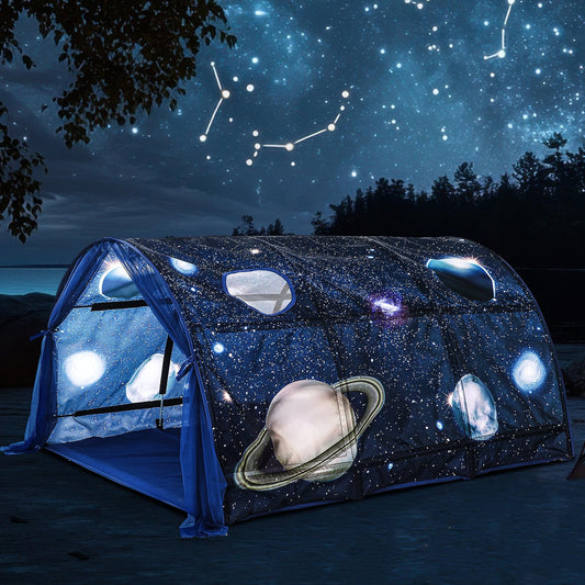 Wowangce Galaxy Bed Tent for Kids Large Kids Twin Tent Toddler Play Bed with Carry Bag Foldable for Girls Boys Bedroom Indoor Games