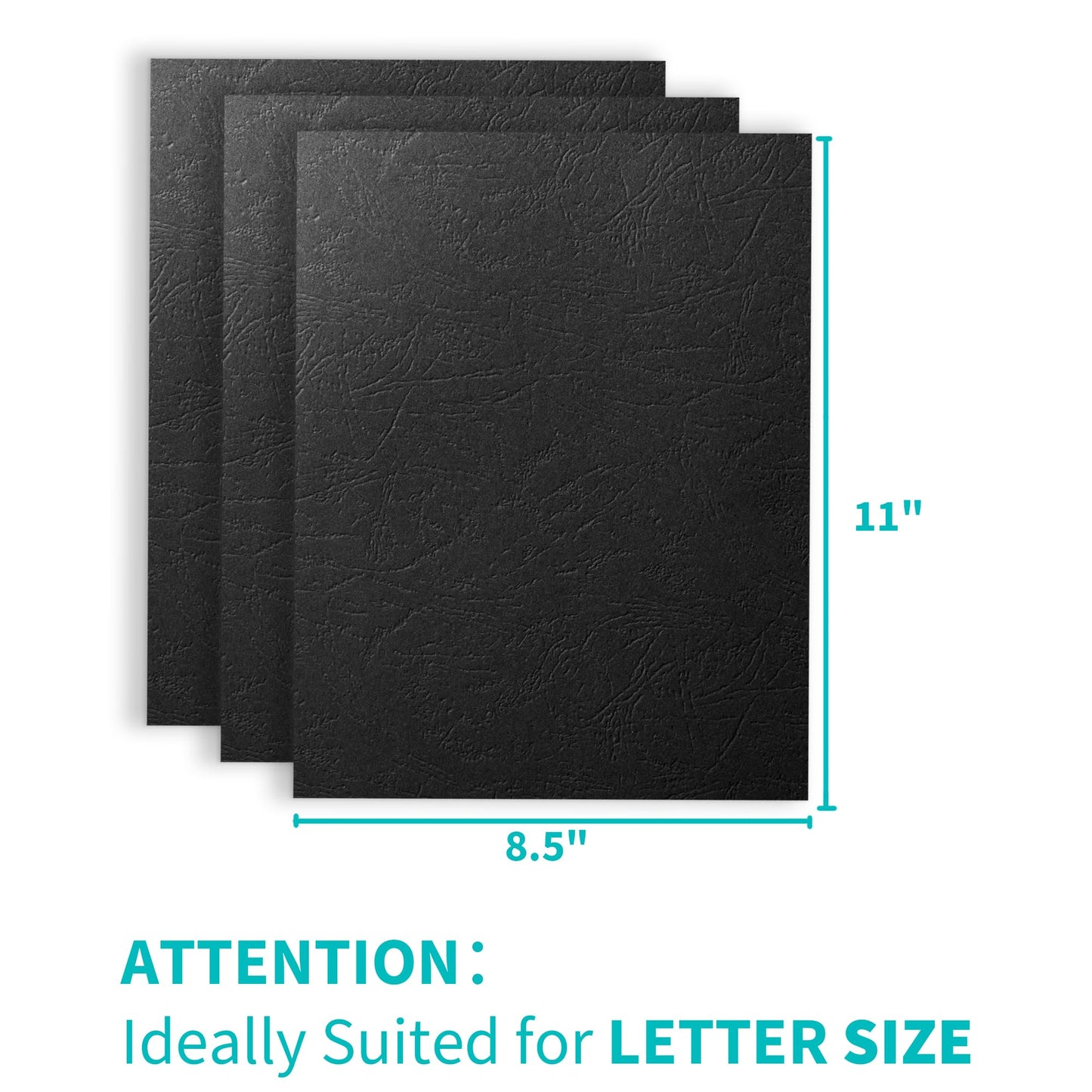 Binditek 200 Pack 13 Mil Grain-Texture Paper Binding Presentation Covers, 8.5 x 11 Inches, 250 GSM, 90lb, Un-Punched, Letter Size, Black, Office Supplies