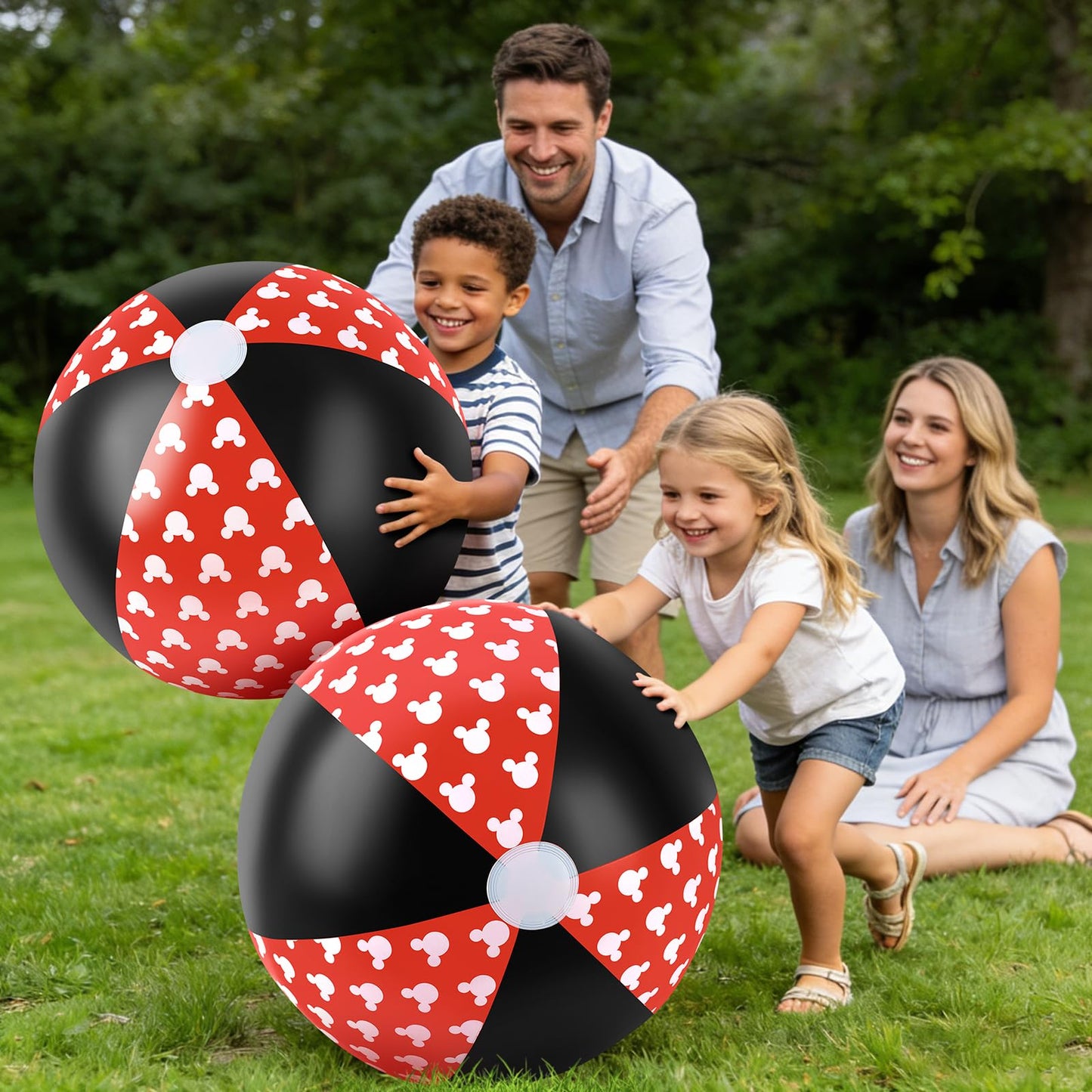 4 Pack 20-Inch Diameter Race Car Themed Beach Balls - Large Inflatable Black and White Checkered Beach Balls for Birthday Party Decorations, Summer Pool and Beach Game, and Bulk Party Favors