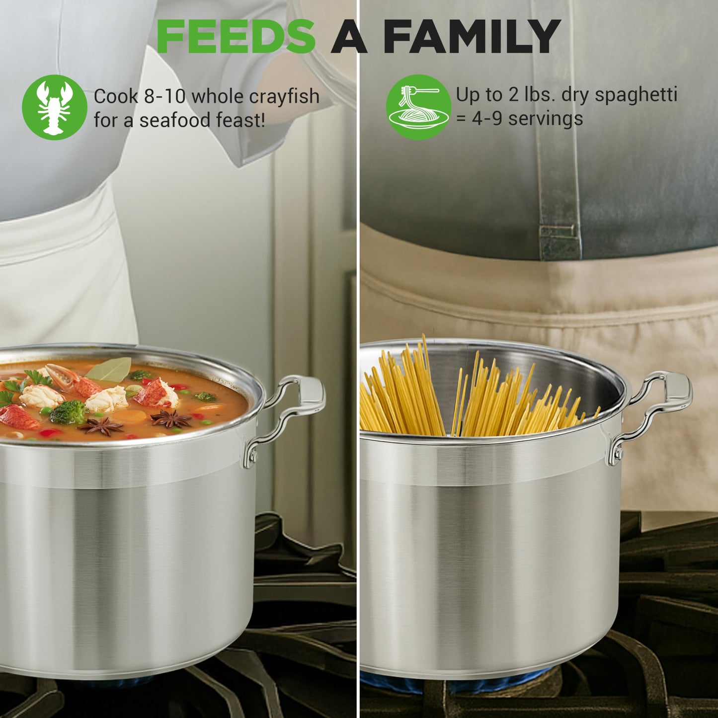 NutriChef 8 Qt Heavy-Duty Stockpot with Stainless Steel Lid - Induction Compatible Cooking Pot, Ideal for Soups and Stews