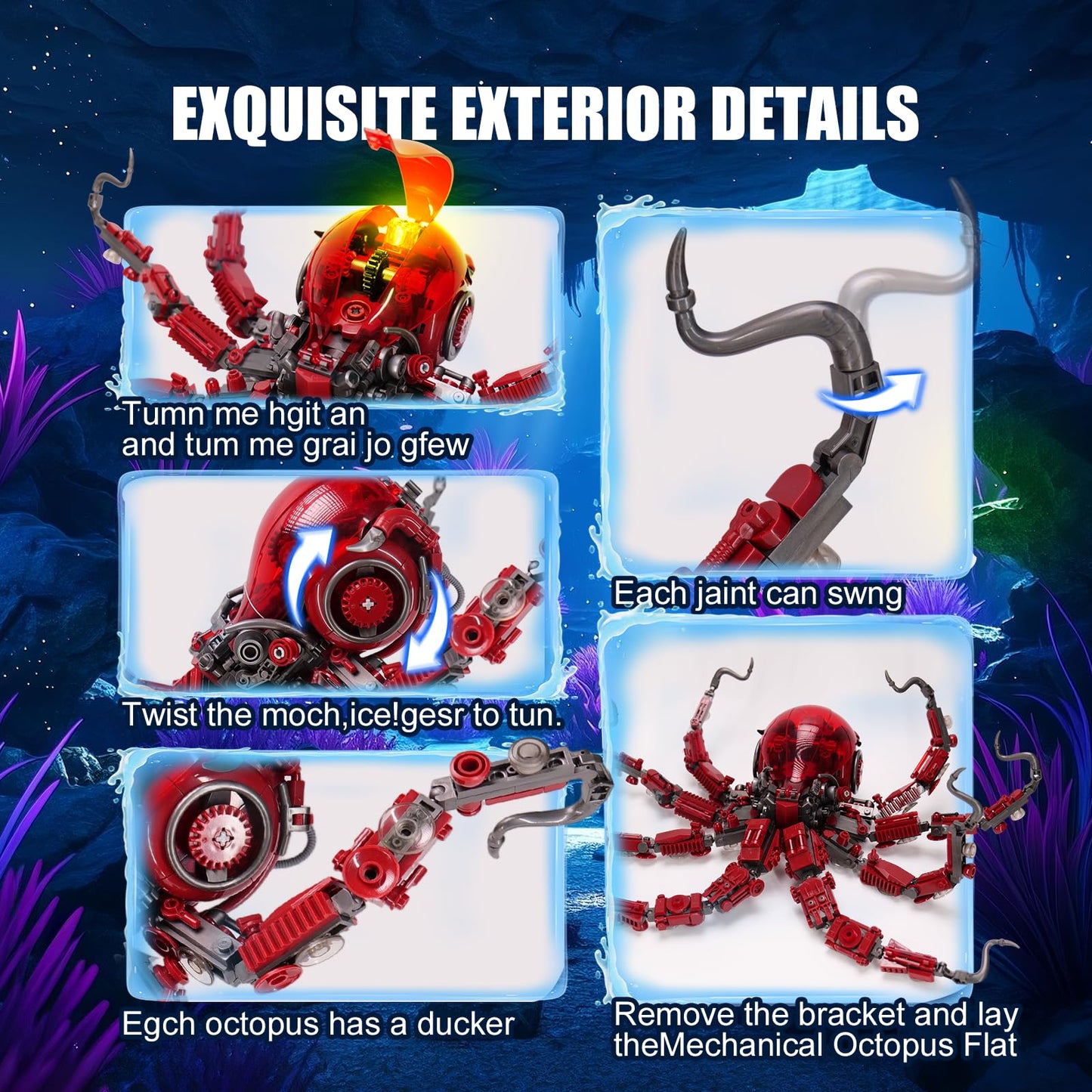 Ideas Mechanical Octopus Building Sets for Adult,Compatible with Lego Ocean Animal Collection Toy Home or Office Decor for Adults STEM Building Gift for Teens Boys & Girls 8-16 （882pcs）
