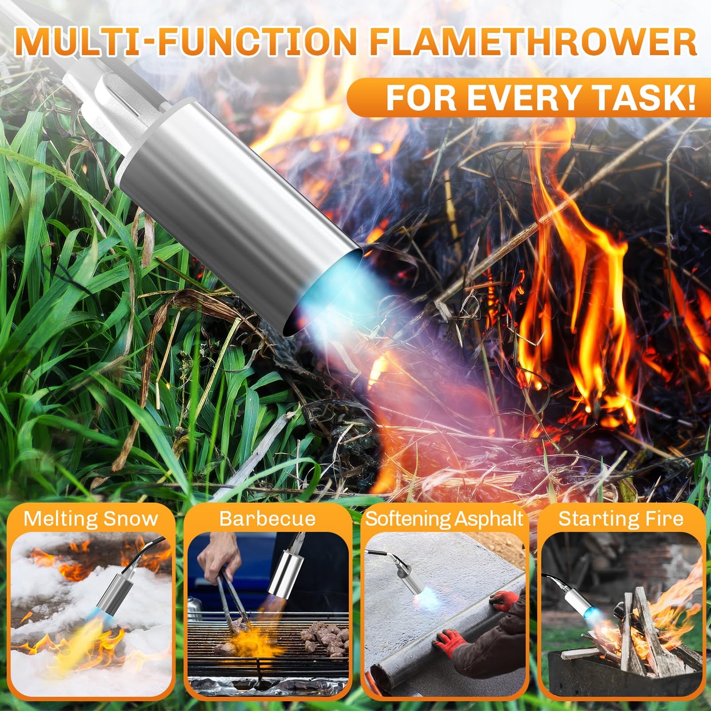 WELLUCK Propane Torch Weed Burner, Weed Torch 1,800,000 BTU Flame Weeder with CGA 510 11.5FT Hose, Heavy Duty Blow Torch with Self Igniter, Flamethrower for Weeding, Barbecue, Asphalt, Snow Melting