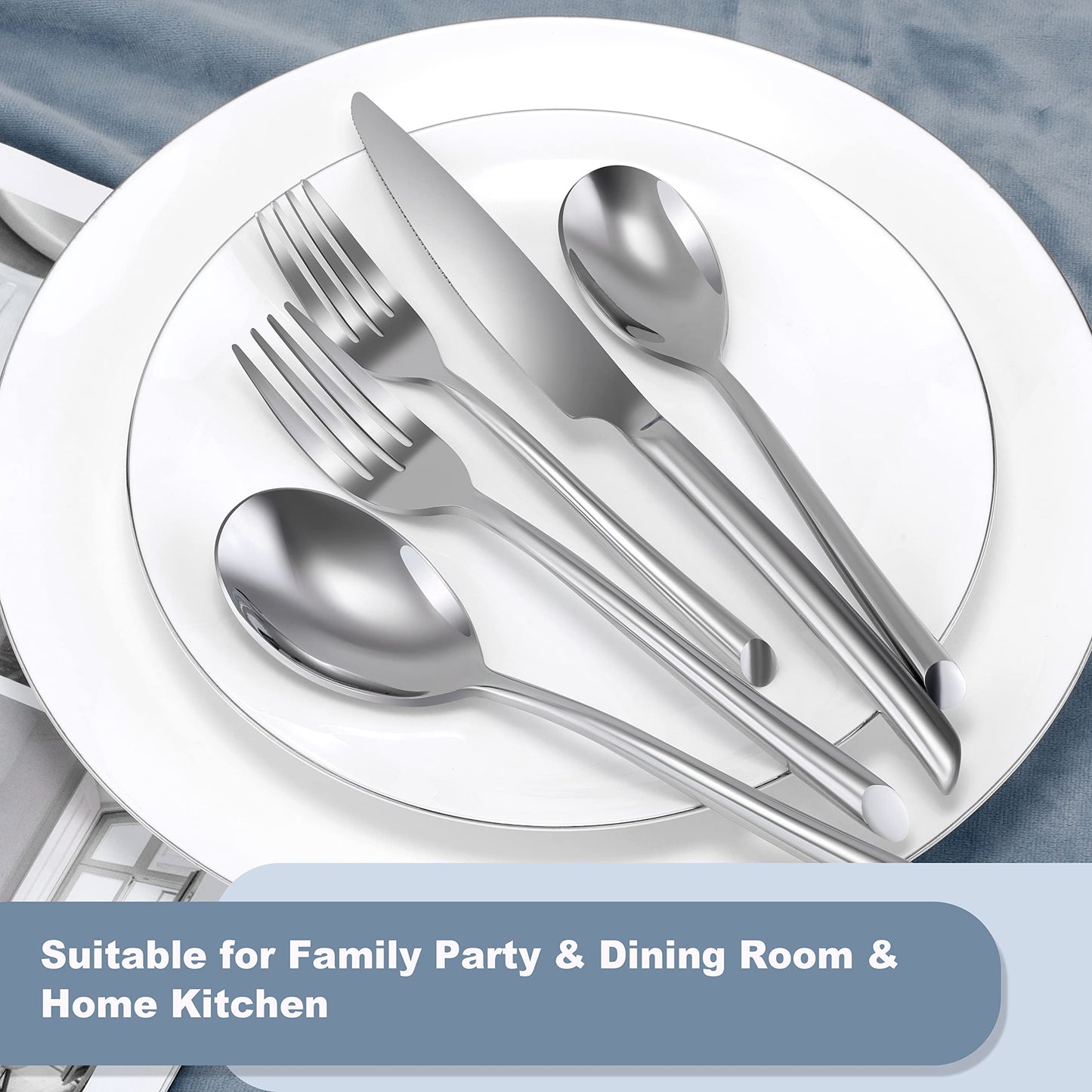 DEACORY Silverware Set Flatware Set Stainless Steel Cutlery Set with Streamlied Handle Mirror Finished Heavy 20 Pieces Home Kitchen Daily Use Wedding Housewarming Gift Dishwasher Safe Service for 4