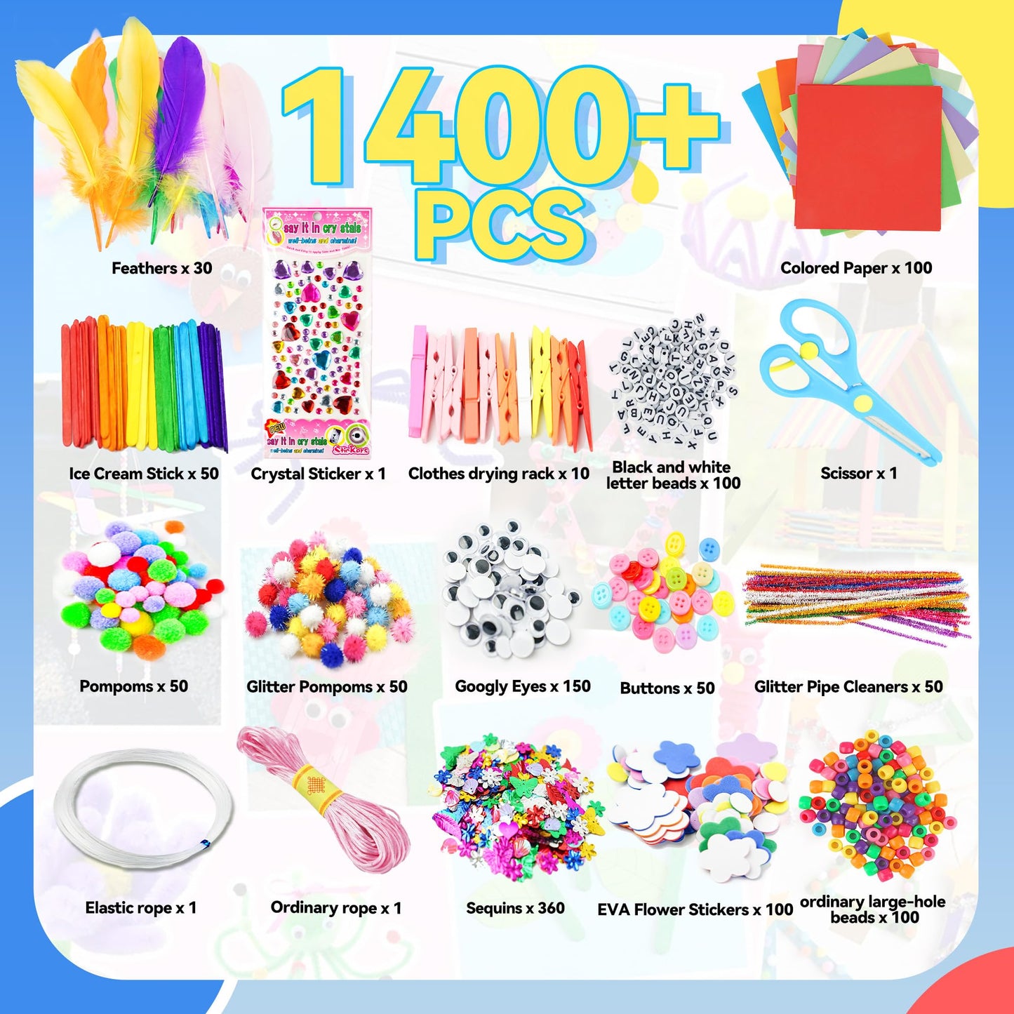 SMILESSKIDDO Arts Craft Supplies for Kids - 1000+ PCS Toddler DIY Craft Art Supply Set, Portable 3 Layered Folding Storage Box School Craft Projects - Gifts for Girls Crafts for Girls Ages Pink