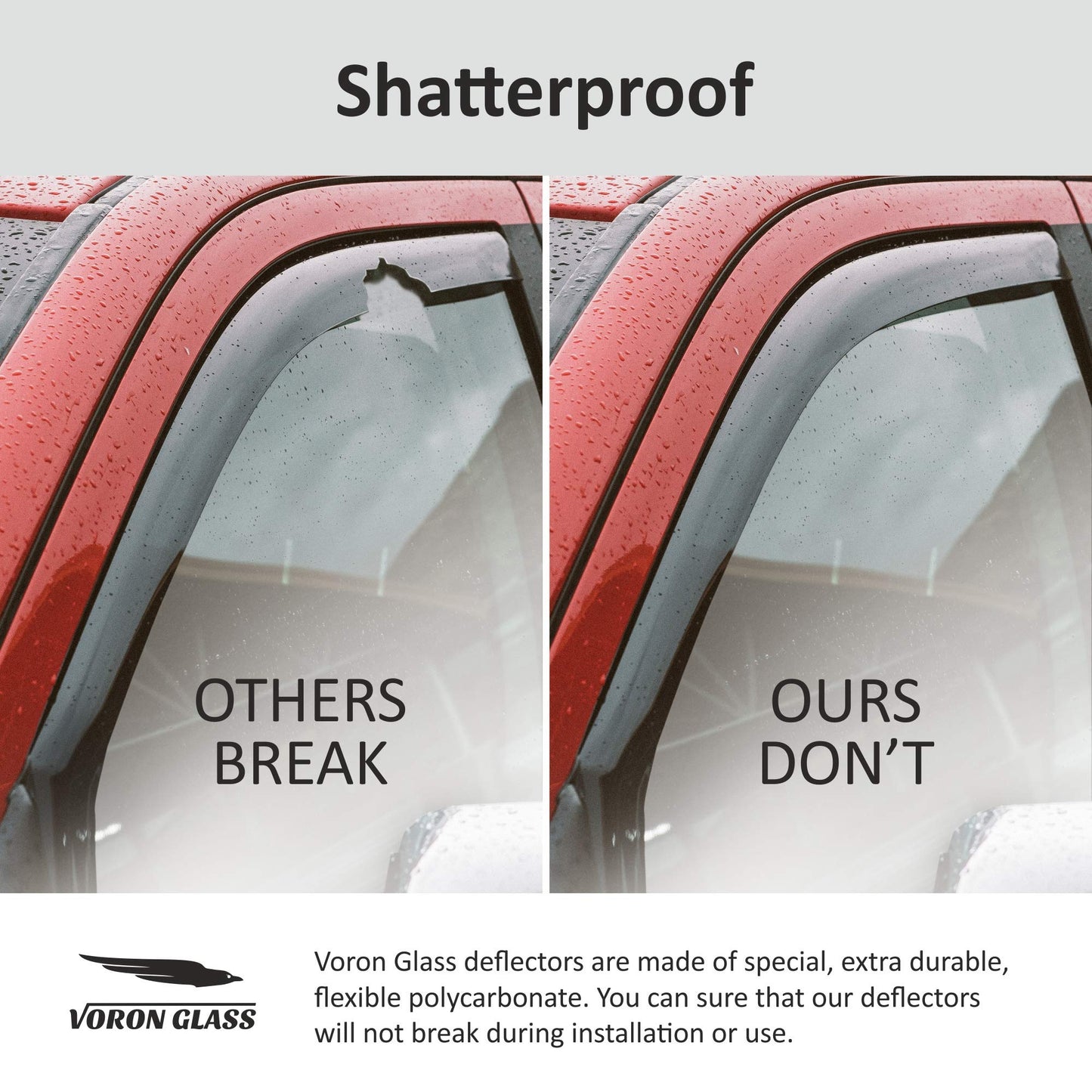 Voron Glass in-Channel Extra Durable Rain Guards for Ford F250 to F550 Super Duty 2017-2022 Crew Cab, Window Deflectors, Vent Window Visors, 4 Pieces - 200289