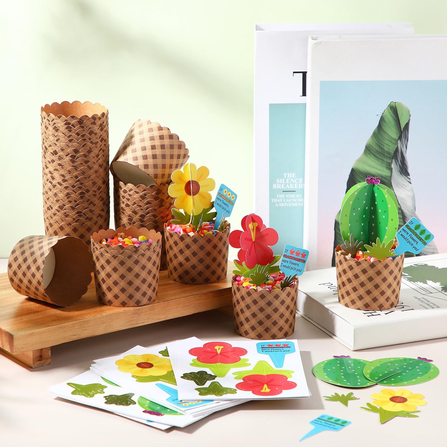 Motipuns 30 Set Flower Craft Kits for Grandparents Day Grandparents Day Gifts Bulk Grandparents Appreciation Week Flower Bouquet Craft Make Your Own Plant Set DIY Thankful Gift Craft Fun Activities
