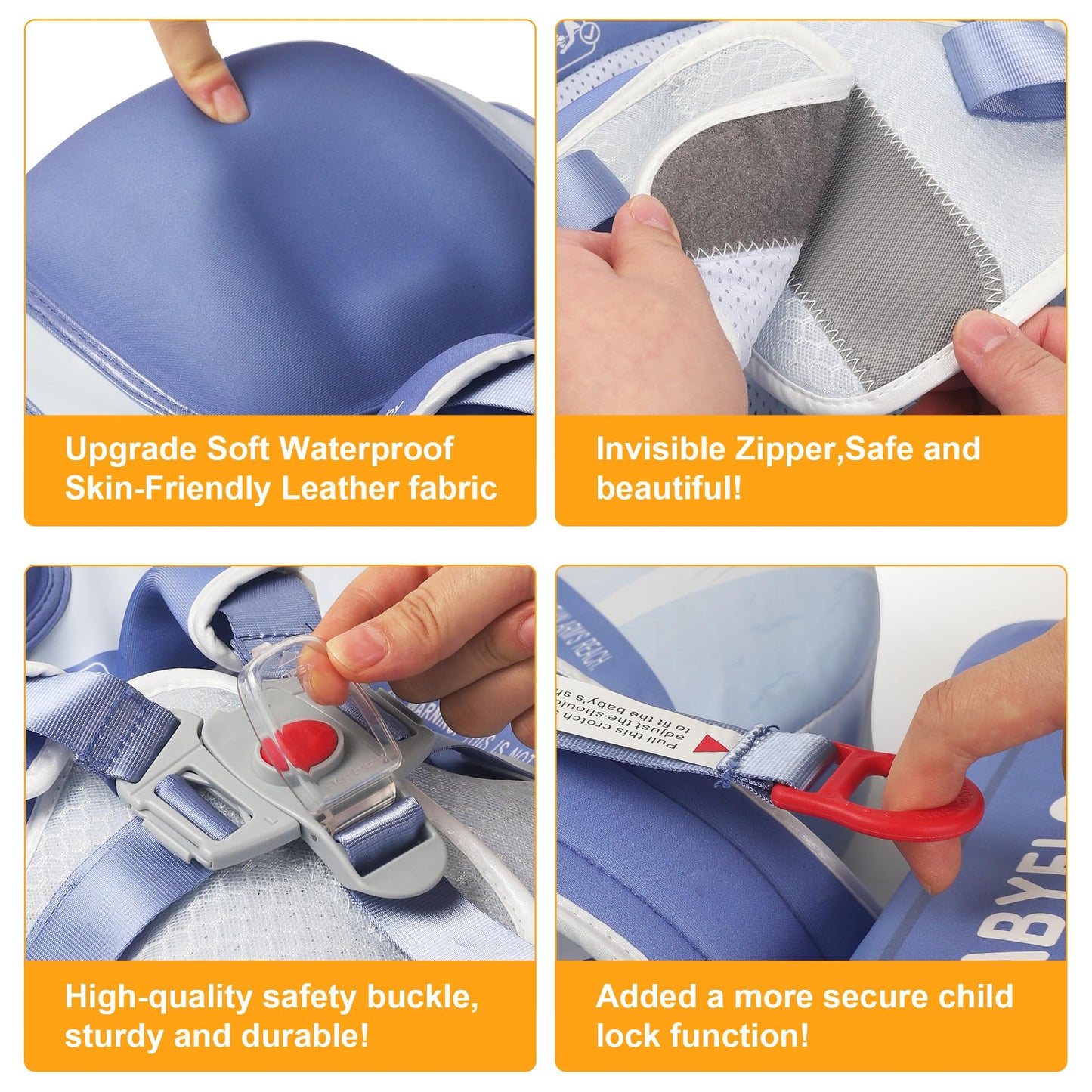 Baby Floats for Pool with Canopy Removable UPF 50+ UV Sun Protection Canopy，Mambobaby Infant Pool Float Non Inflatable Soft Skin-Friendly Leather Material Infant Swim Float 3-24 Months