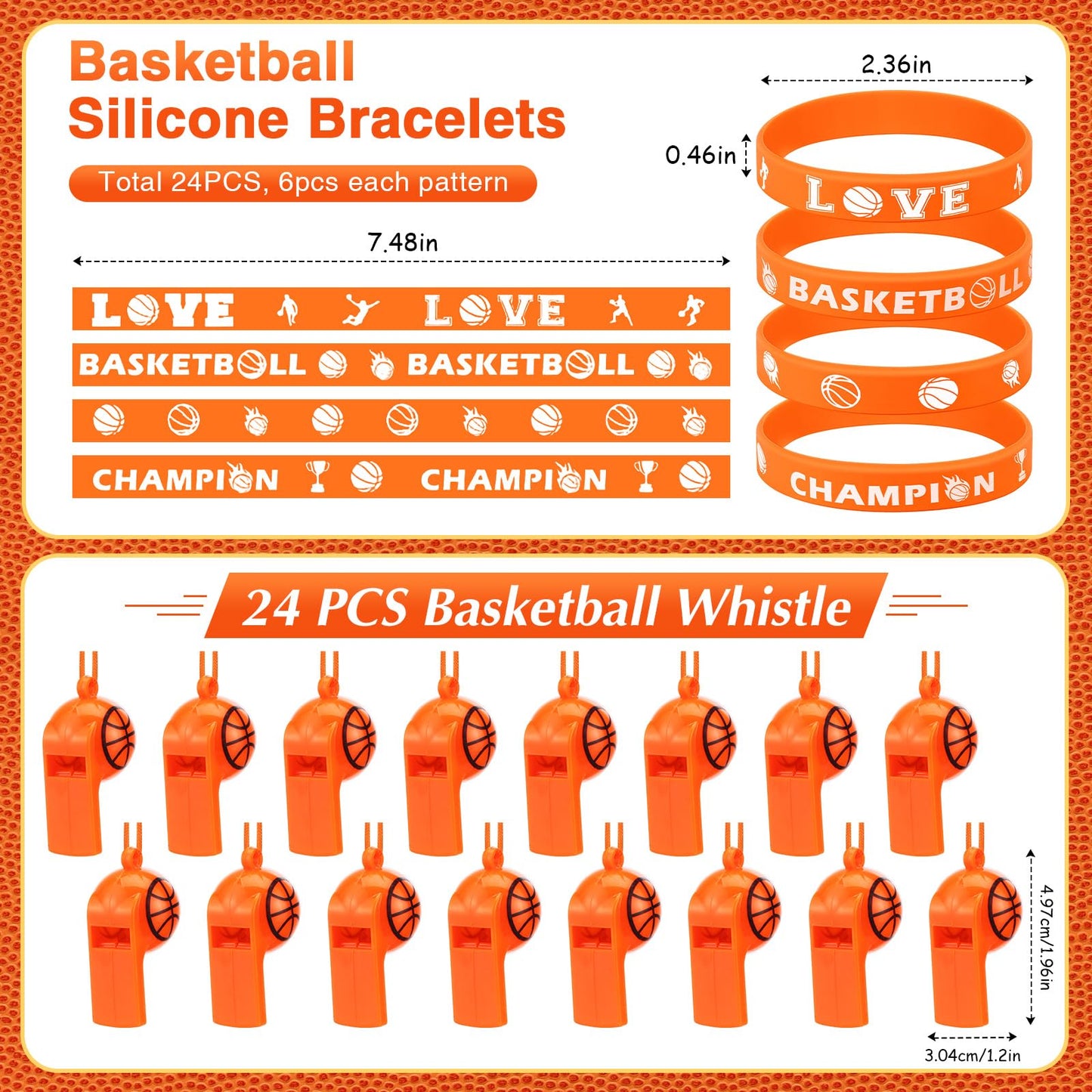 Aoriher 194 Pcs Basketball Party Favors Set Sport Silicone Bracelet Sport Car Keychain Whistle for Girls Boys Birthday Gifts Sport Themed Party Supplies