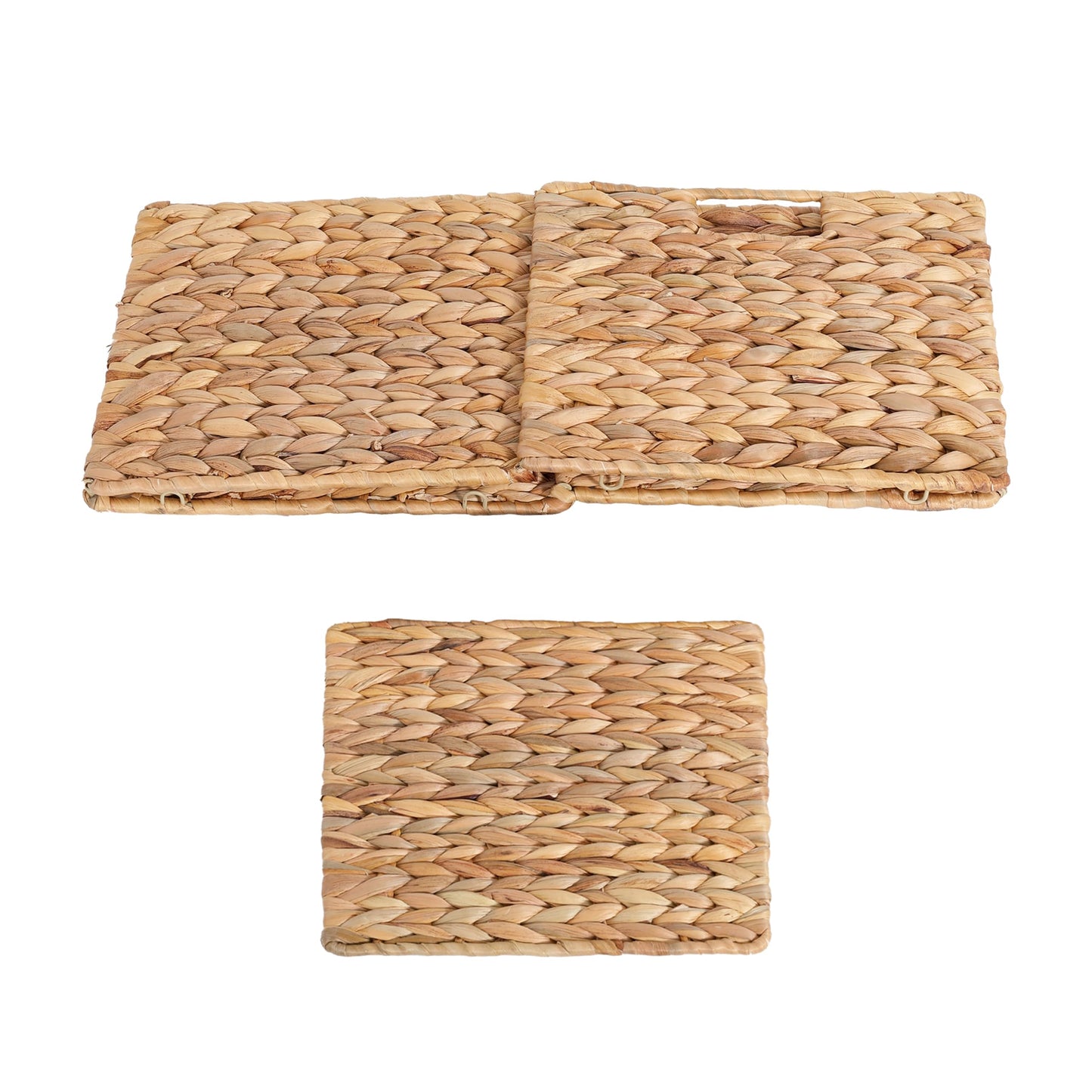 12X12X10in Water Hyacinth Storage Baskets, Wicker Storage Cubes Set of 3, Kitchen Baskets for Pantry Organization, Foldable Square Baskets for Shelves