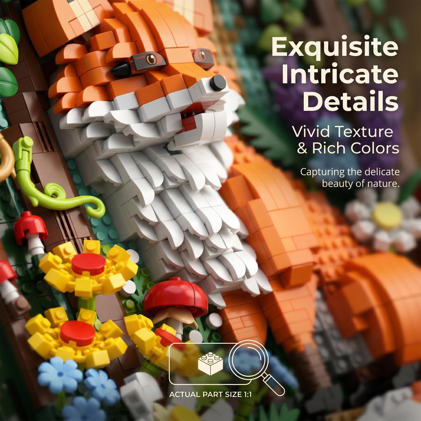 Loyratche Fox Animal 3D Wall Art Micro Mini Building Blocks Set for Adults, Micro Brick Forest Building Set Home Wall Decor or Desk Display