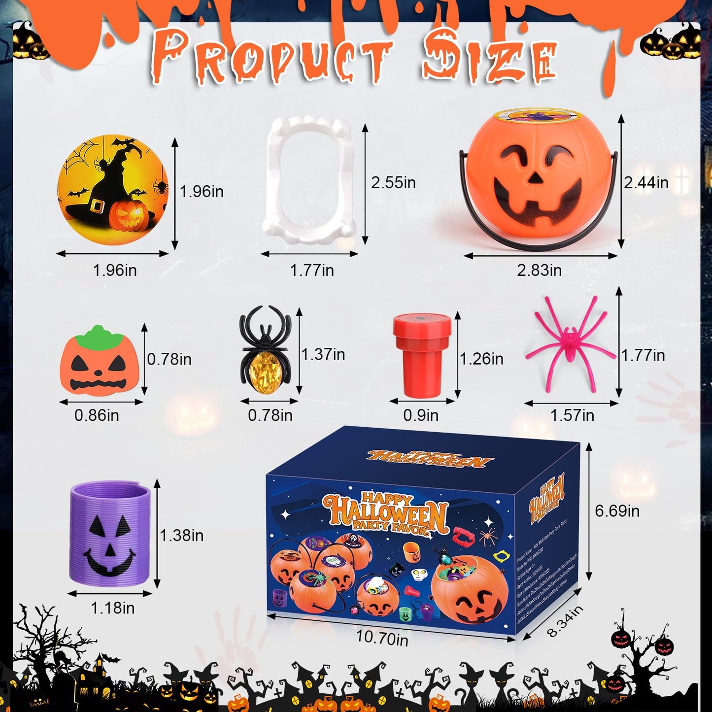 Tiaxidex 288PCS Halloween Party Favors - Prefilled Mini Plastic Pumpkin Cauldrons with Halloween Toys & Goodies | Kids & Adults Trick or Treat Gifts for Classroom, Home & Carnival