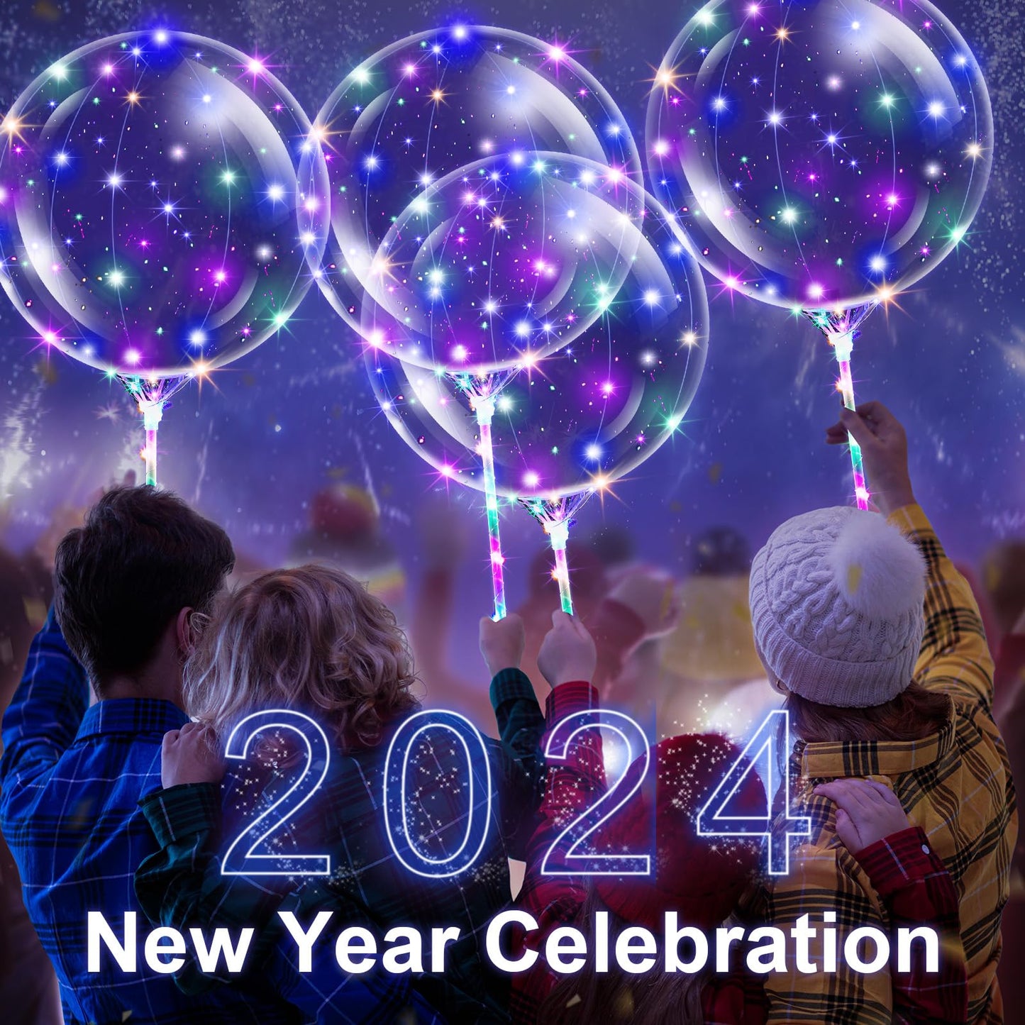 Libima 50 Pcs Light up LED Balloons Bulk 20 Inches Clear Flashing Glow in the Dark Balloons with Handles and String Lights for Wedding Birthday Baby Shower Party Outdoor Yard Decoration